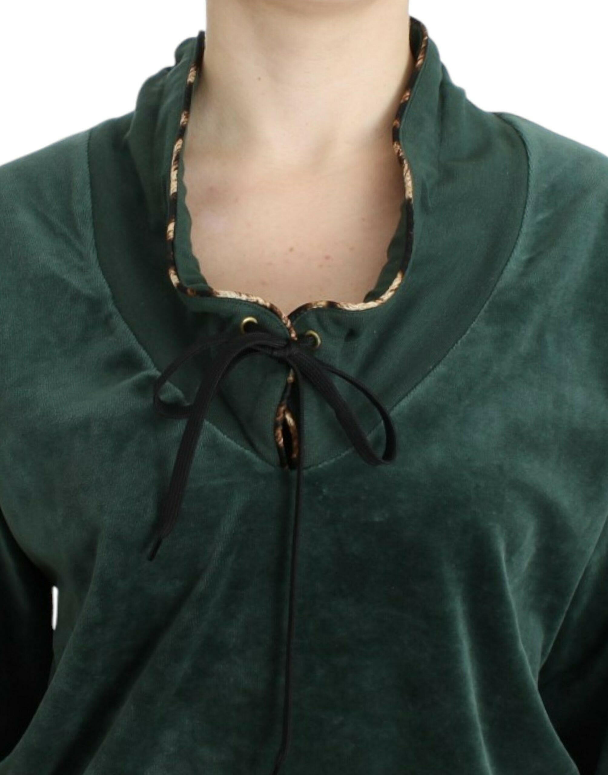Cavalli Green velvet cotton sweater -   -  Cavalli.