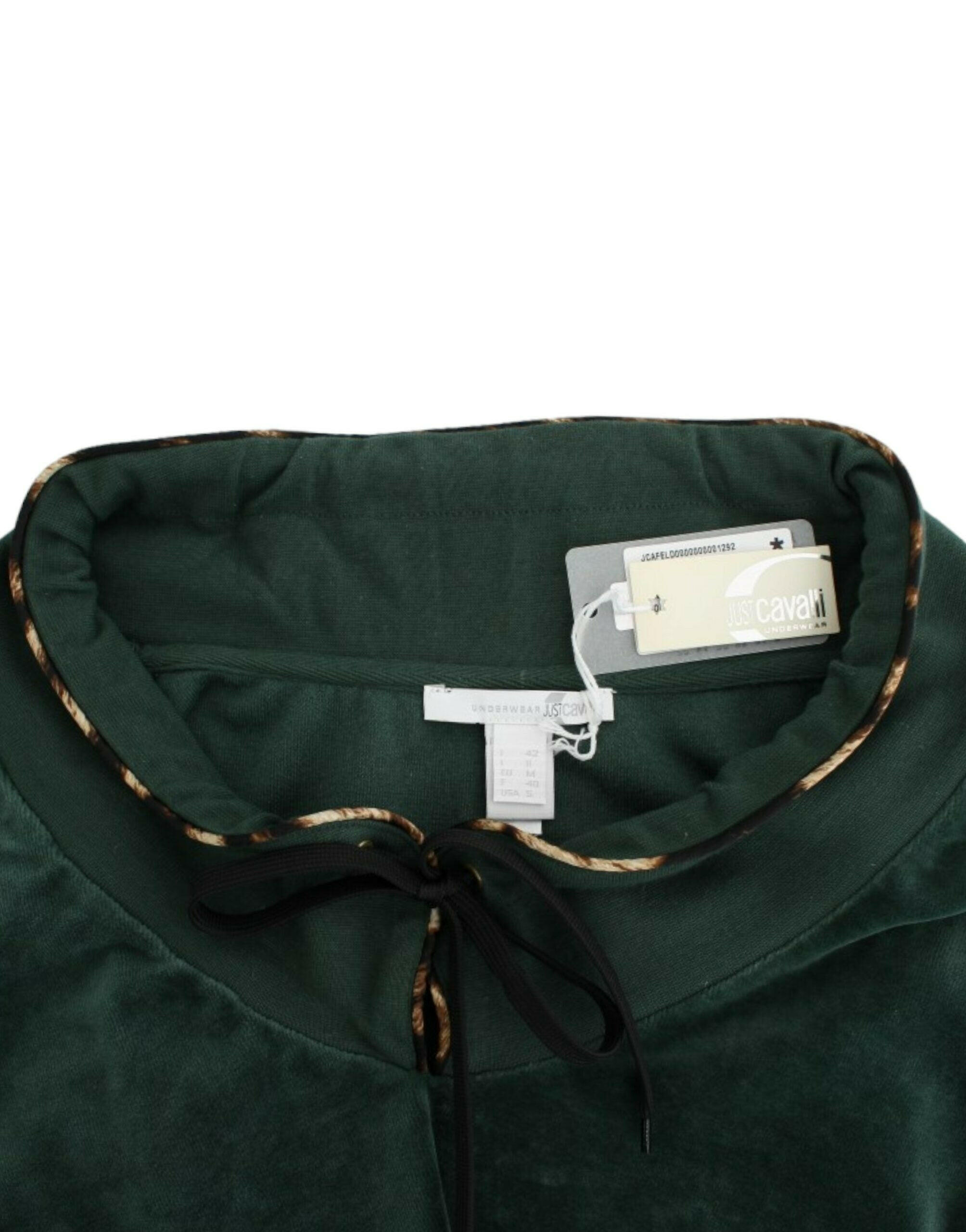 Cavalli Green velvet cotton sweater -   -  Cavalli.