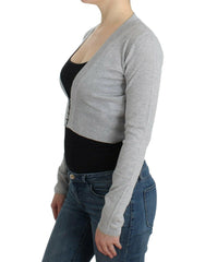 Cavalli Gray cropped wool cardigan -   -  Cavalli.