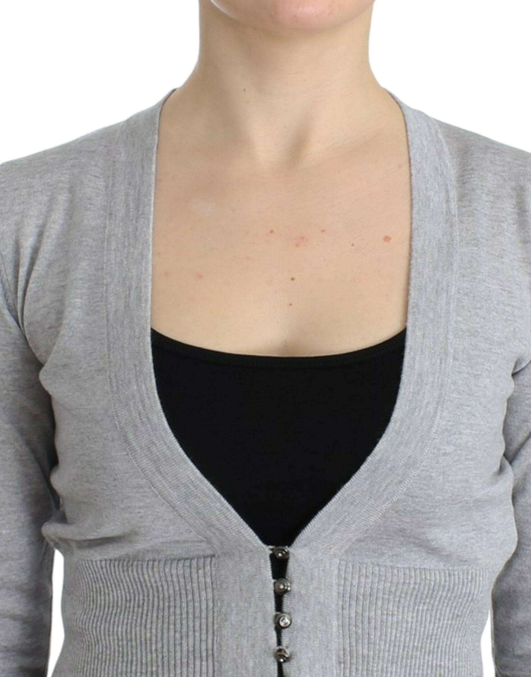 Cavalli Gray cropped wool cardigan -   -  Cavalli.