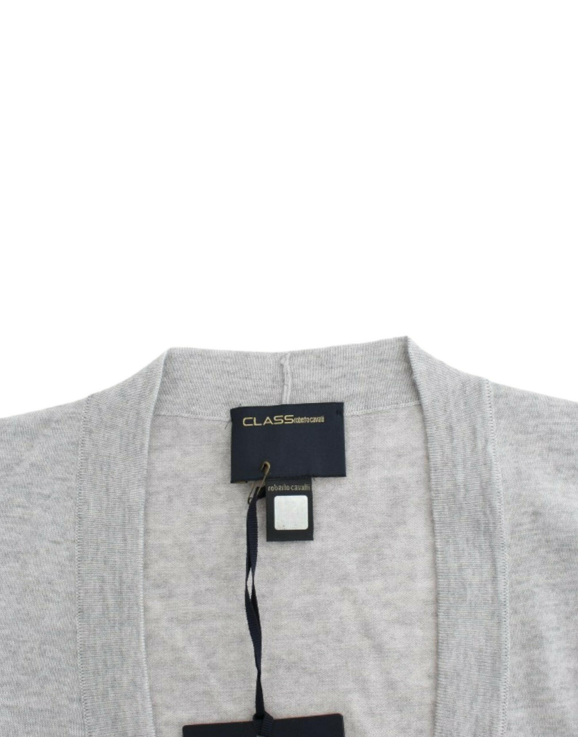 Cavalli Gray cropped wool cardigan -   -  Cavalli.