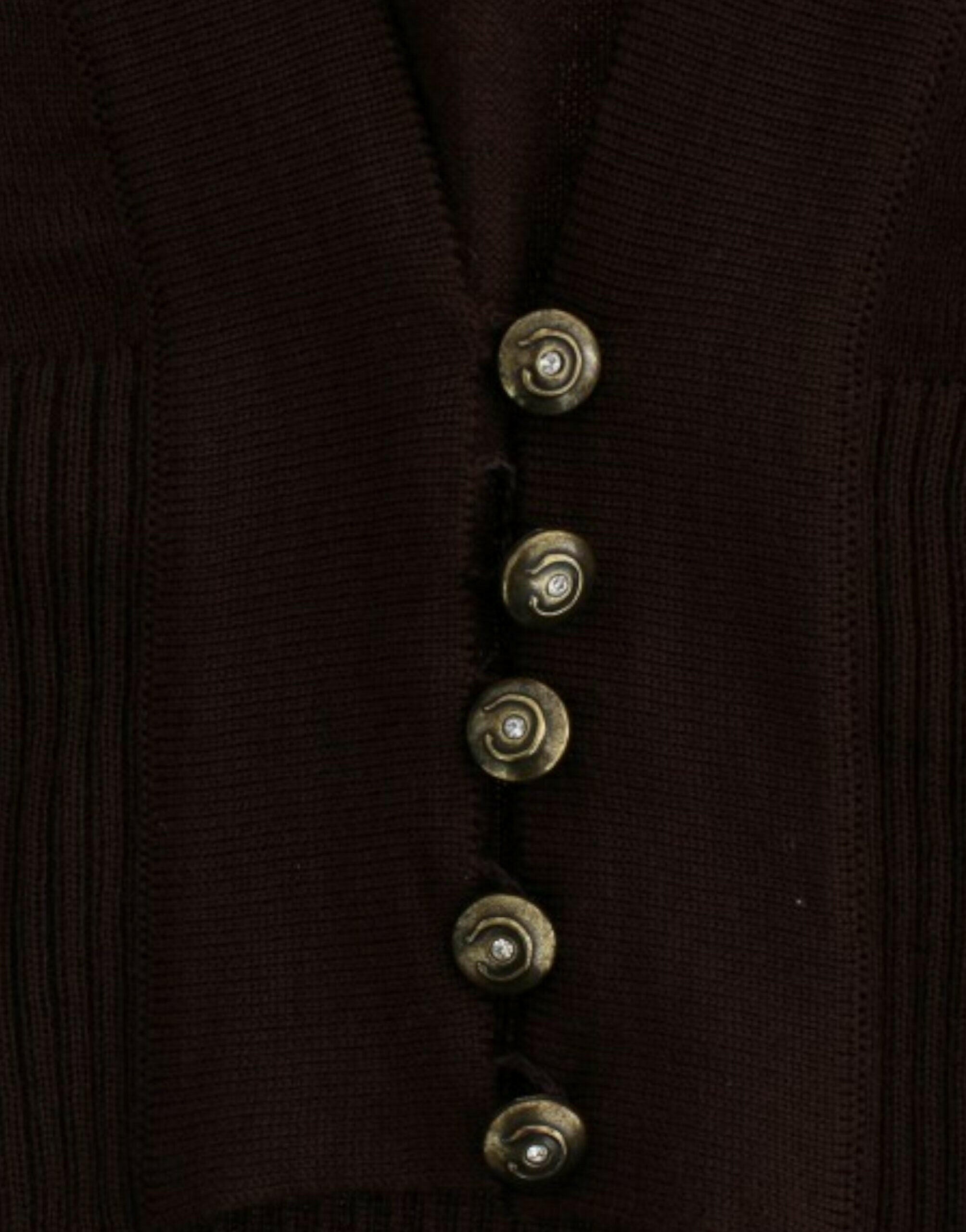Cavalli Brown cropped wool cardigan -   -  Cavalli.