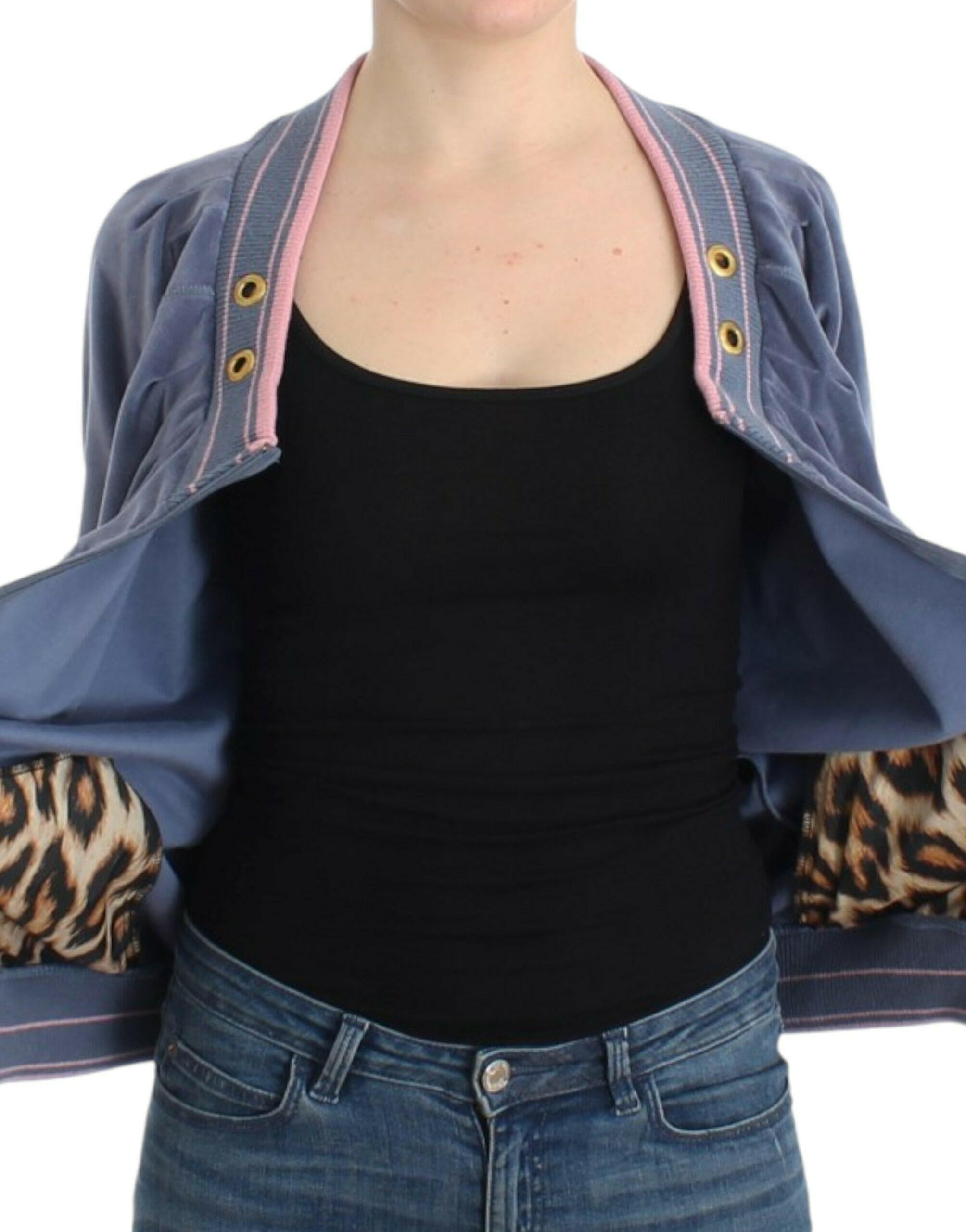 Cavalli Blue velvet zipup sweater -   -  Cavalli.