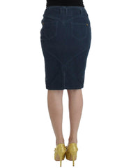 Cavalli Blue corduroy pencil skirt -   -  Cavalli.