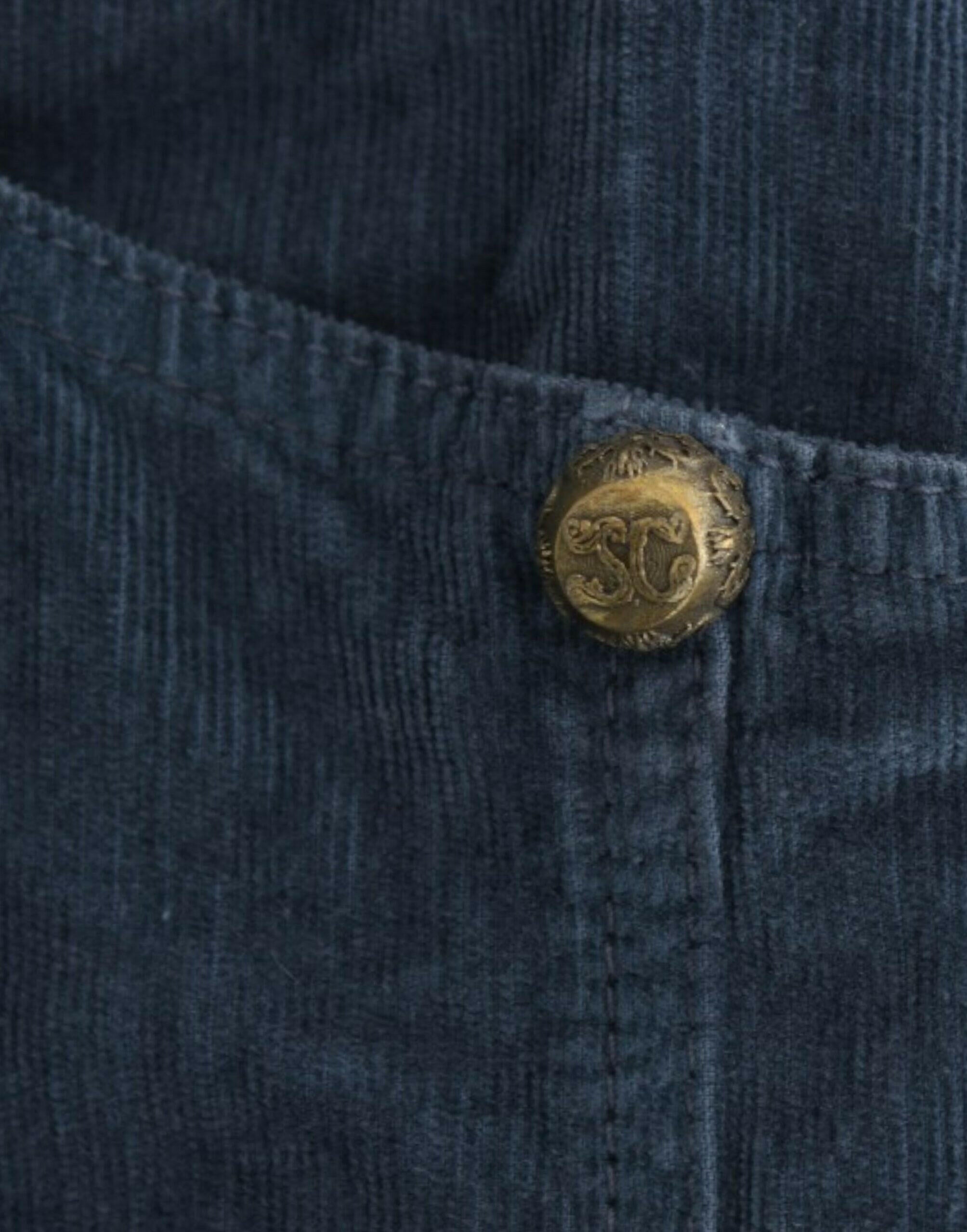 Cavalli Blue corduroy pencil skirt -   -  Cavalli.