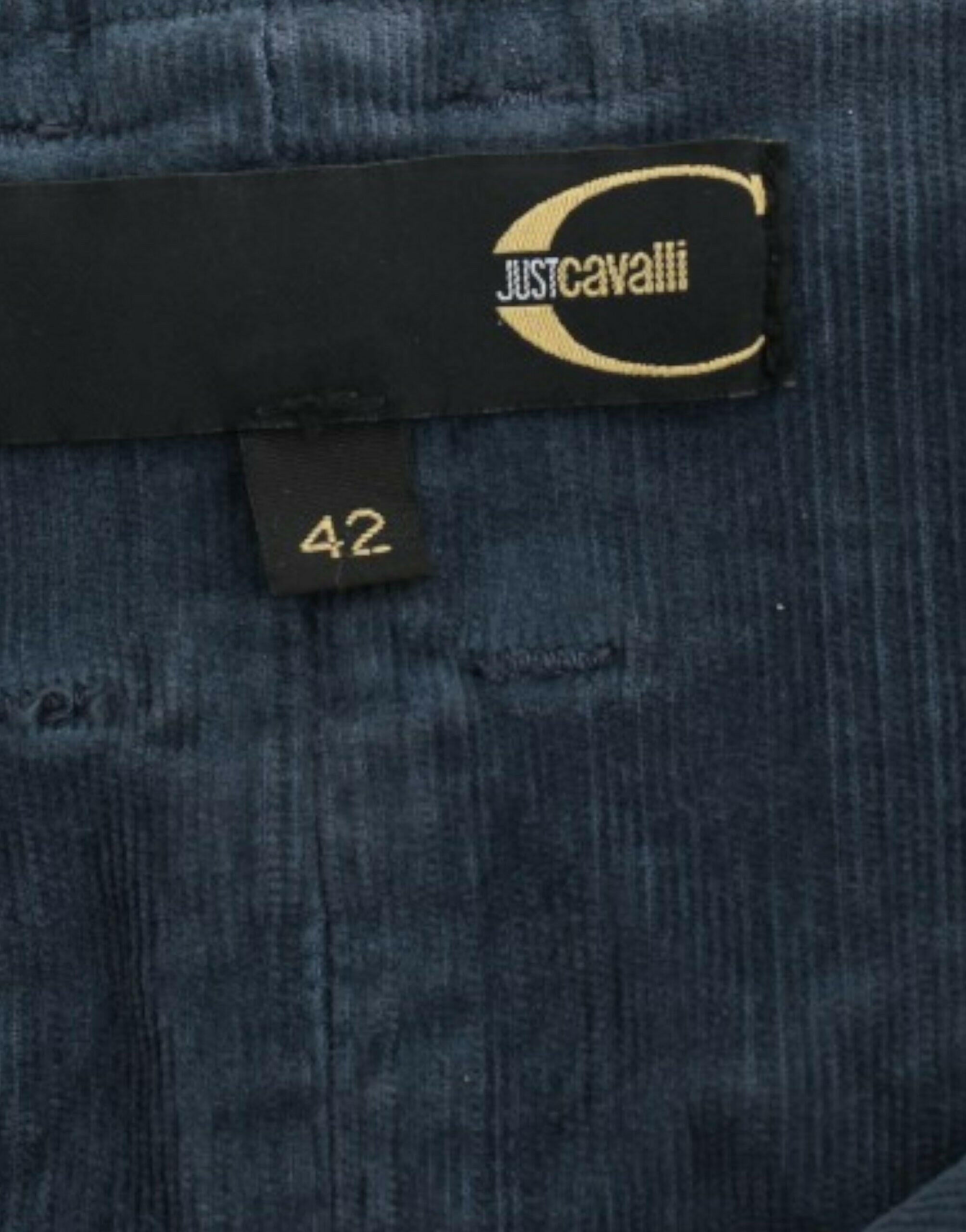 Cavalli Blue corduroy pencil skirt -   -  Cavalli.