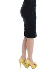 Cavalli Black Corduroy Pencil Skirt -   -  Cavalli.