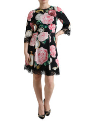 Dolce & Gabbana Black Floral Embellished Lace A-line Dress -   -  Dolce & Gabbana.