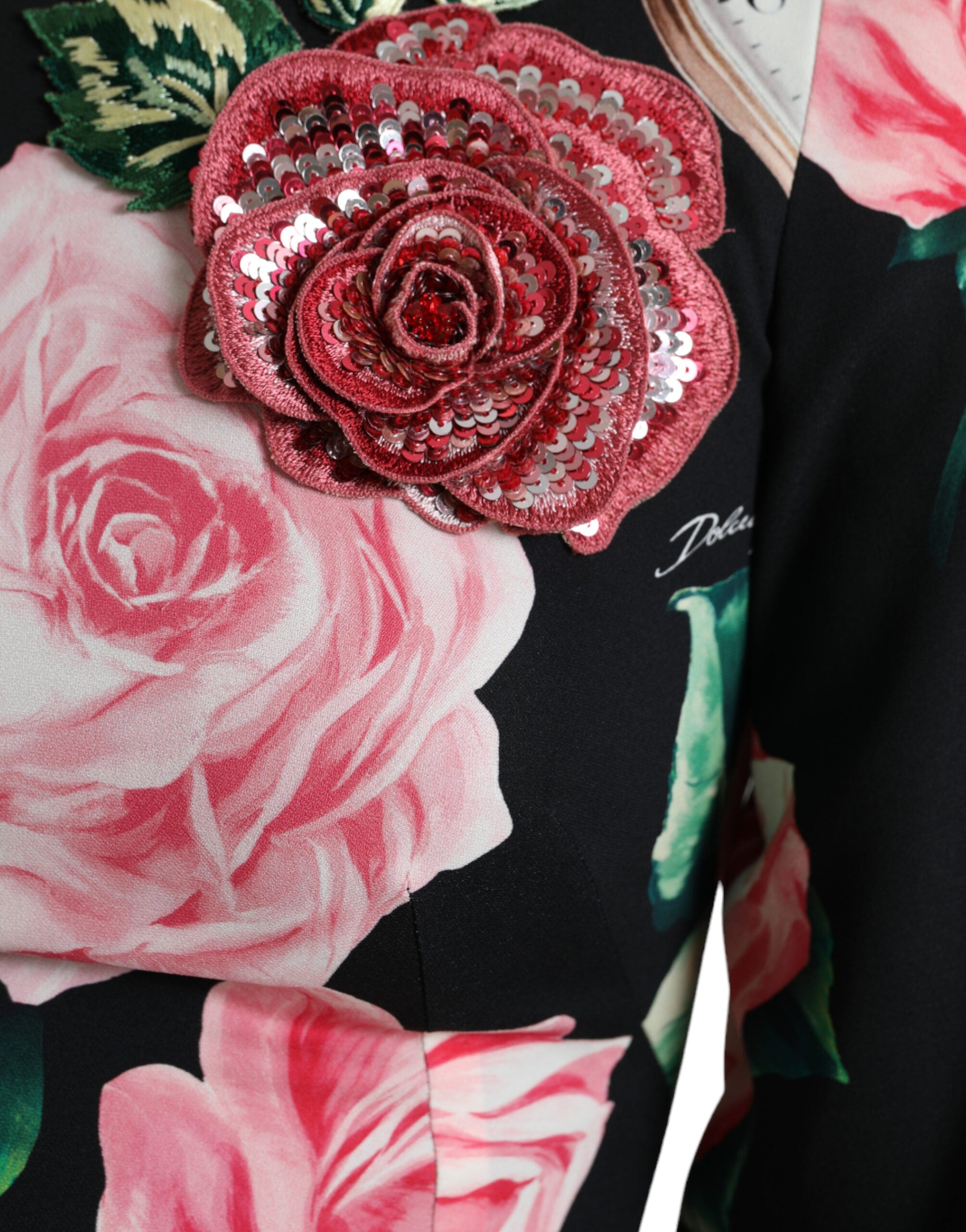Dolce & Gabbana Black Floral Embellished Lace A-line Dress -   -  Dolce & Gabbana.