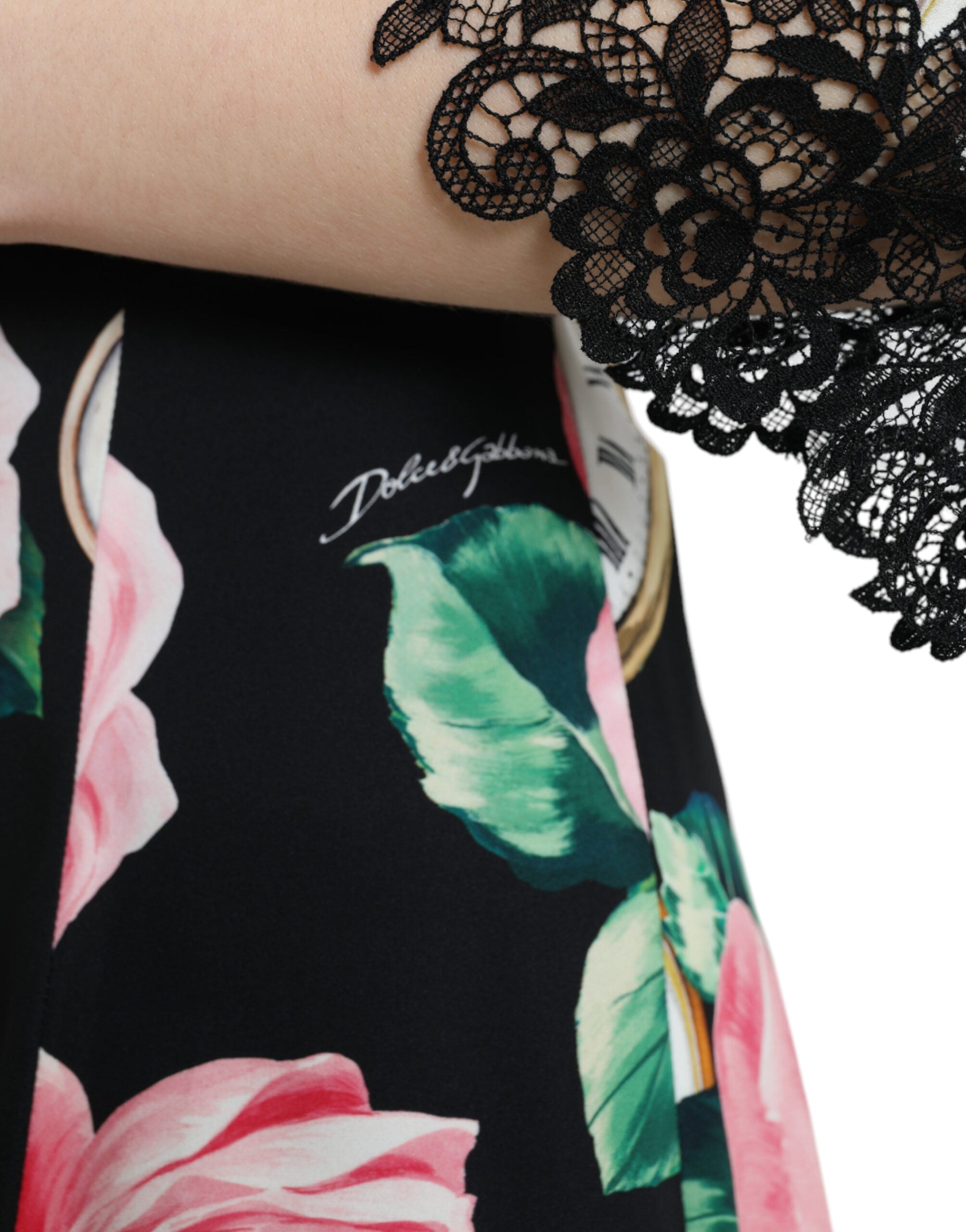 Dolce & Gabbana Black Floral Embellished Lace A-line Dress -   -  Dolce & Gabbana.