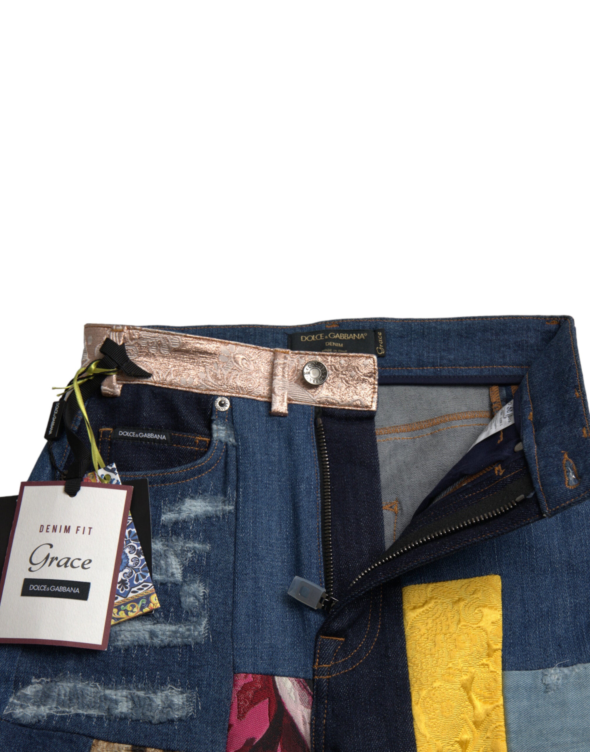 Dolce & Gabbana Multicolor Patchwork GRACE Skinny Denim Jeans -   -  Dolce & Gabbana.