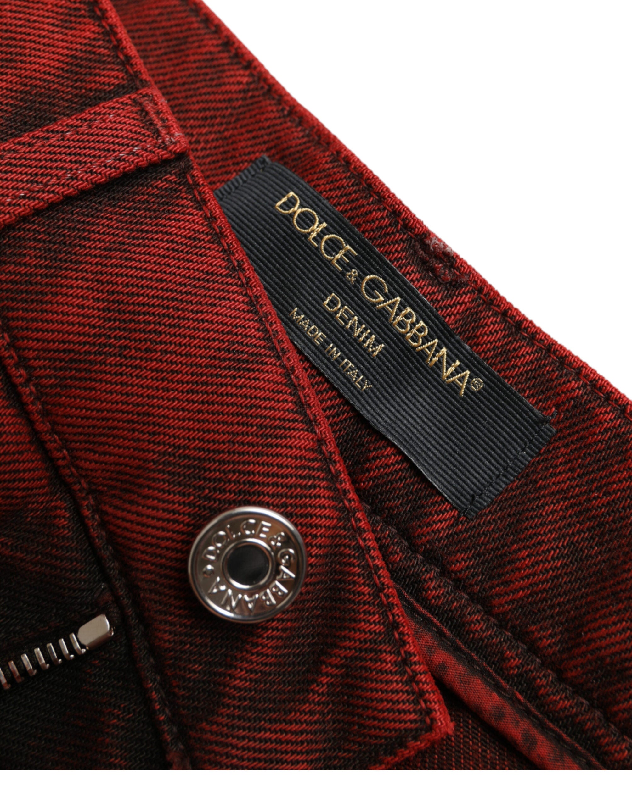 Dolce & Gabbana Red Stretch High Waist Denim Hot Pants Shorts -   -  Dolce & Gabbana.