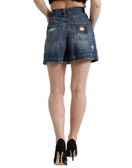 Dolce & Gabbana Blue Cotton High Waist Denim Hot Pants Shorts -   -  Dolce & Gabbana.
