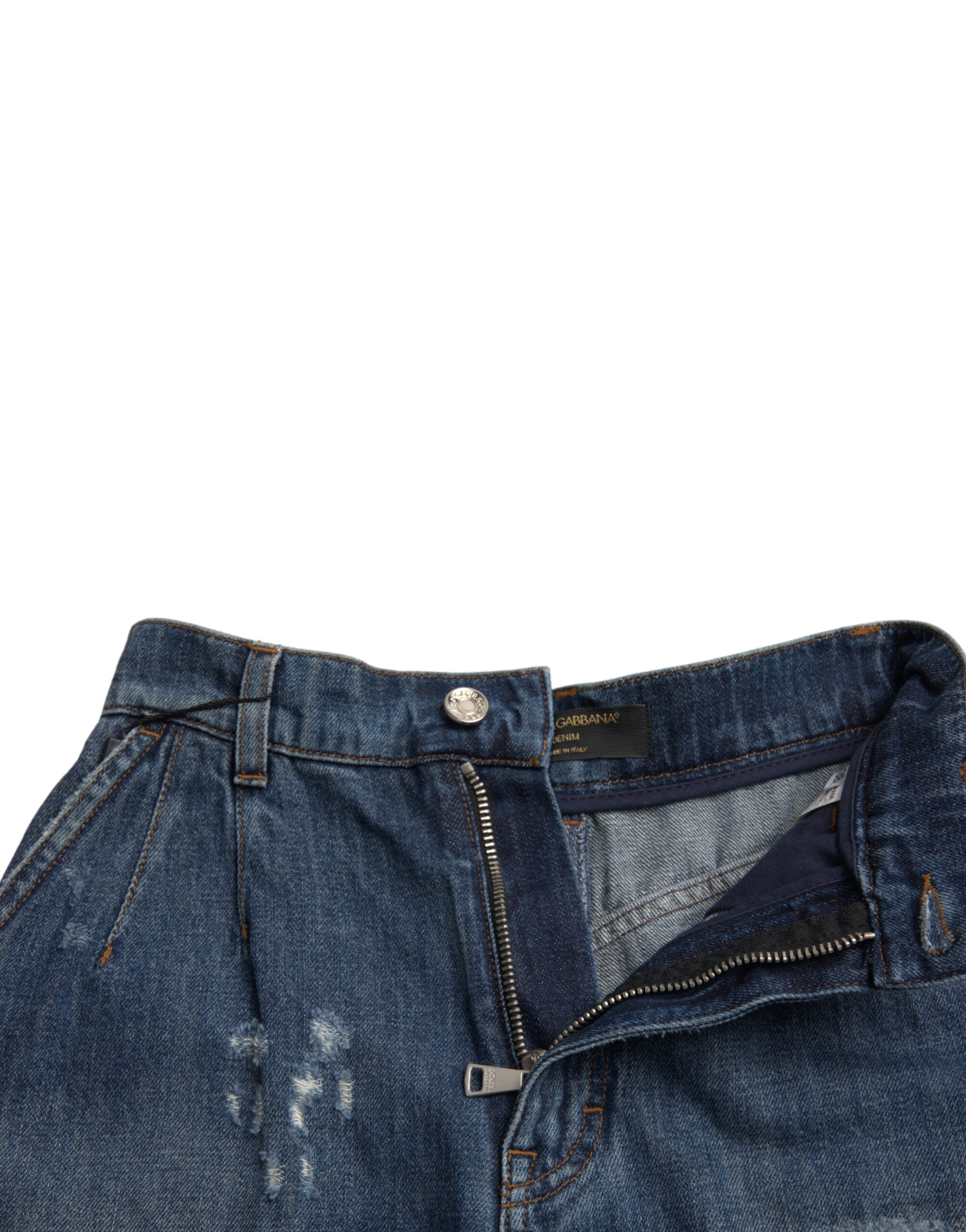 Dolce & Gabbana Blue Cotton High Waist Denim Hot Pants Shorts -   -  Dolce & Gabbana.