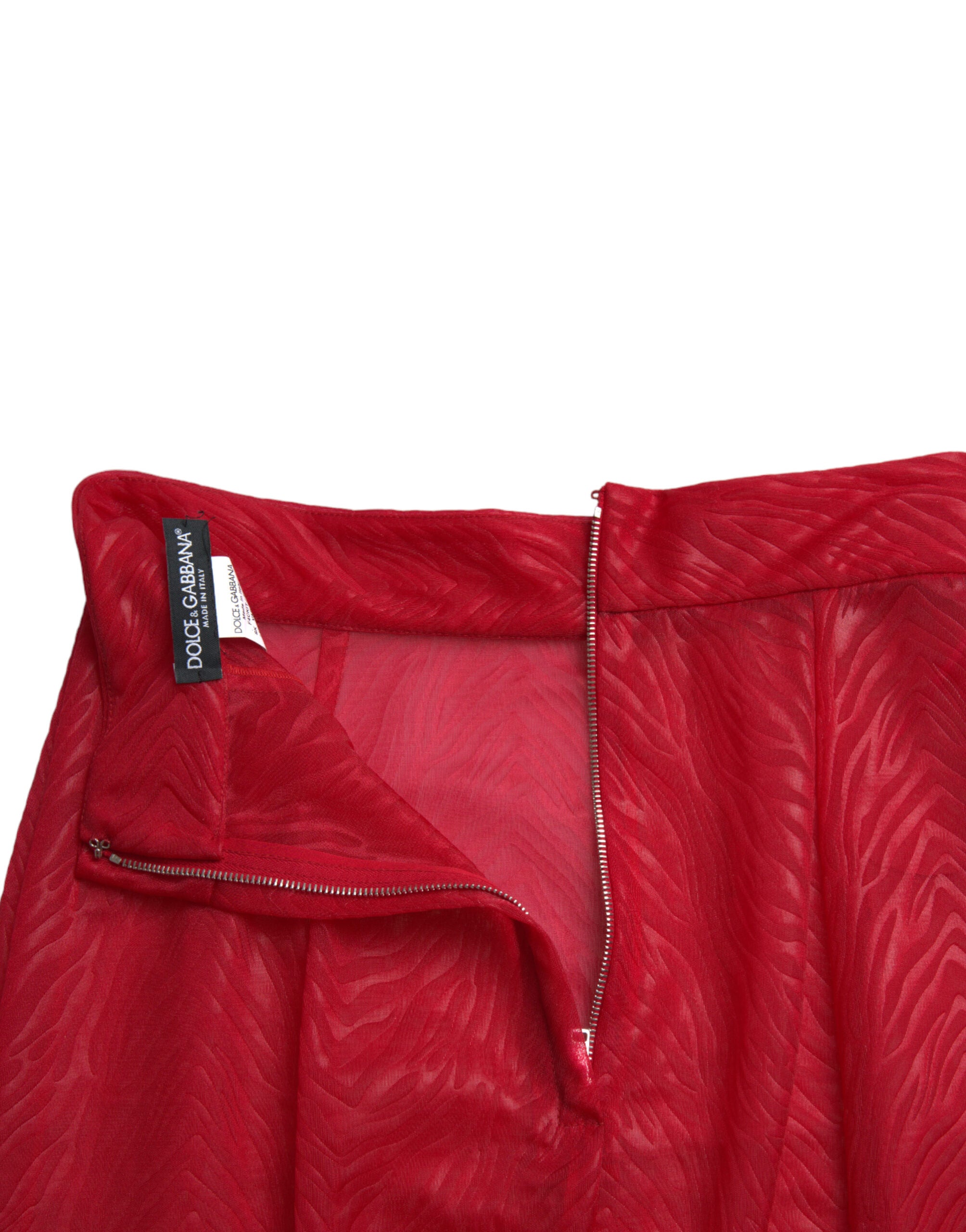 Dolce & Gabbana Red Sheer High Waist Pencil Cut Midi Skirt -   -  Dolce & Gabbana.