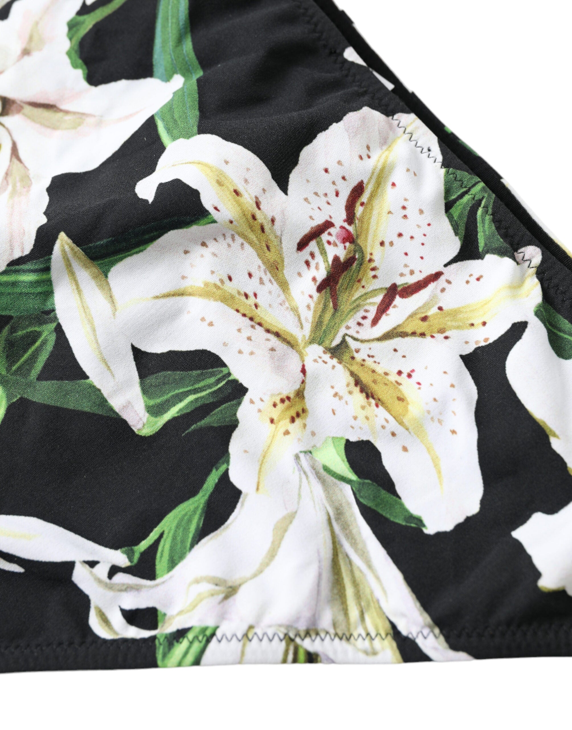 Dolce & Gabbana Black Lily Print Swimwear Bottom Beachwear Bikini -   -  Dolce & Gabbana.