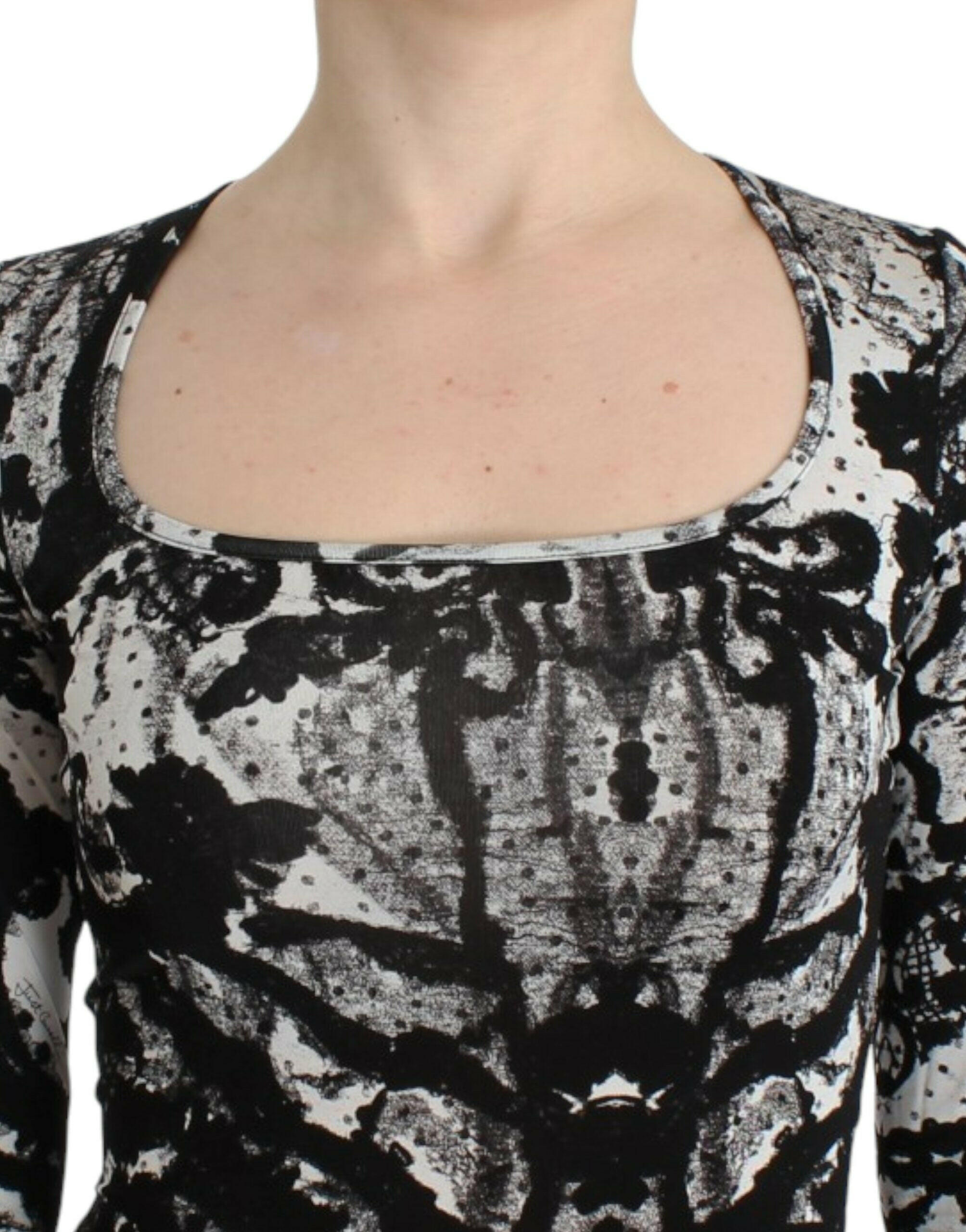 Cavalli Black Printed Sheath Dress -   -  Cavalli.