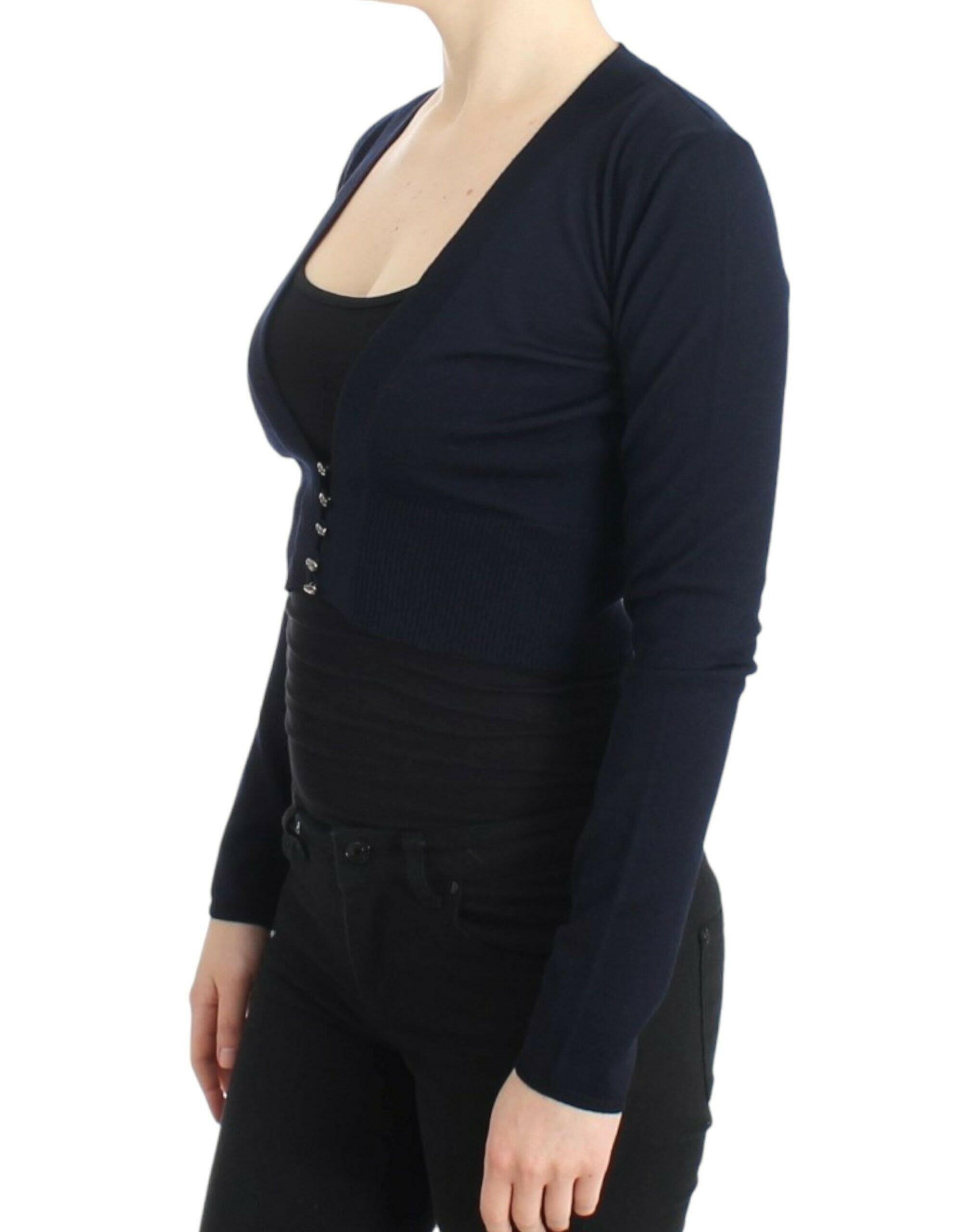 Cavalli Blue cropped wool cardigan -   -  Cavalli.