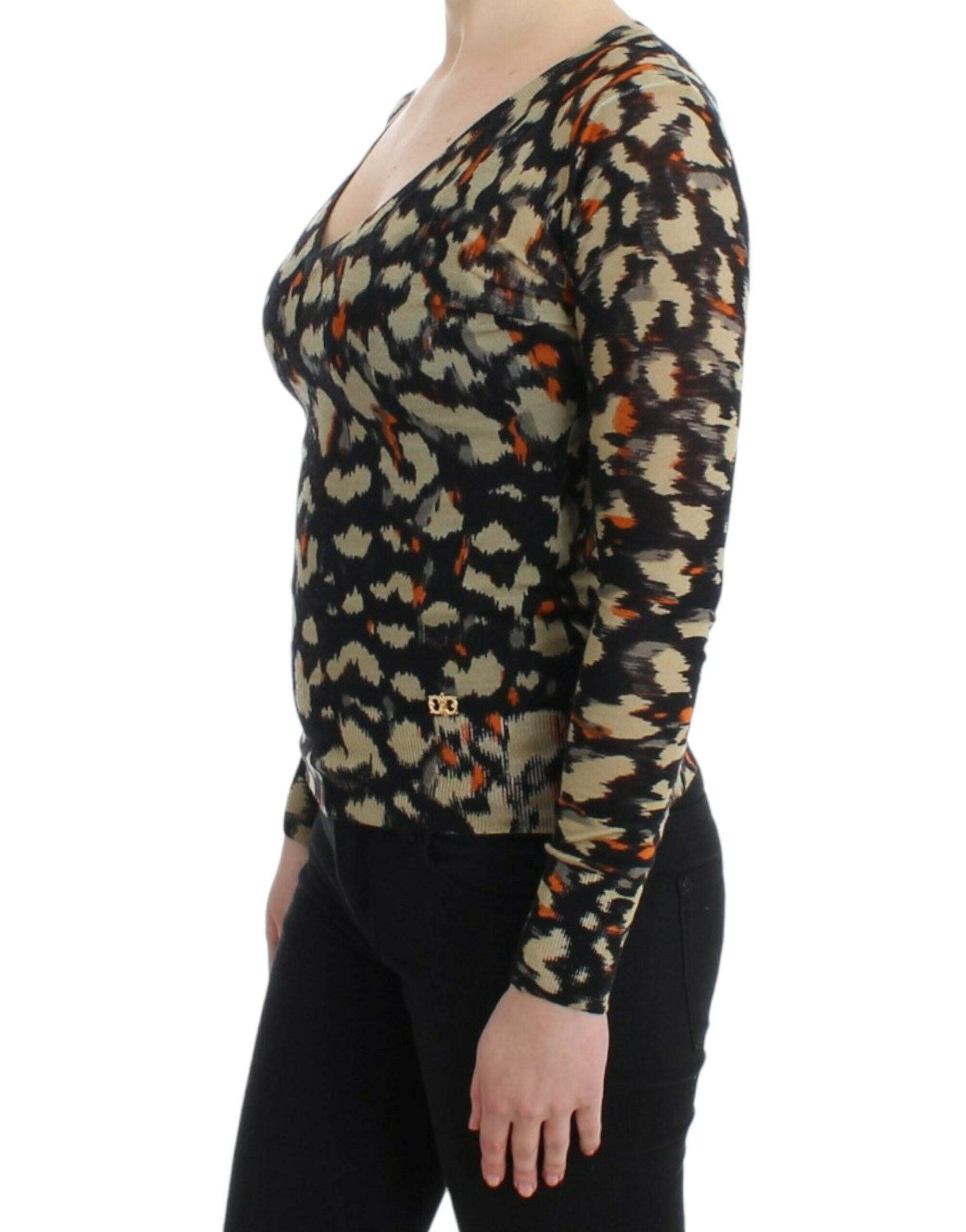 Cavalli Multicolor v-neck wool jumper -   -  Cavalli.
