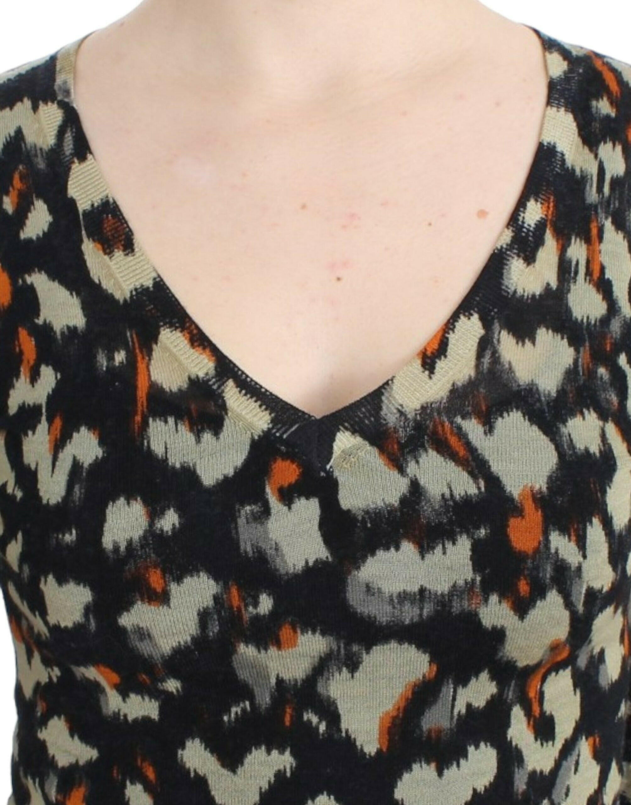 Cavalli Multicolor v-neck wool jumper -   -  Cavalli.