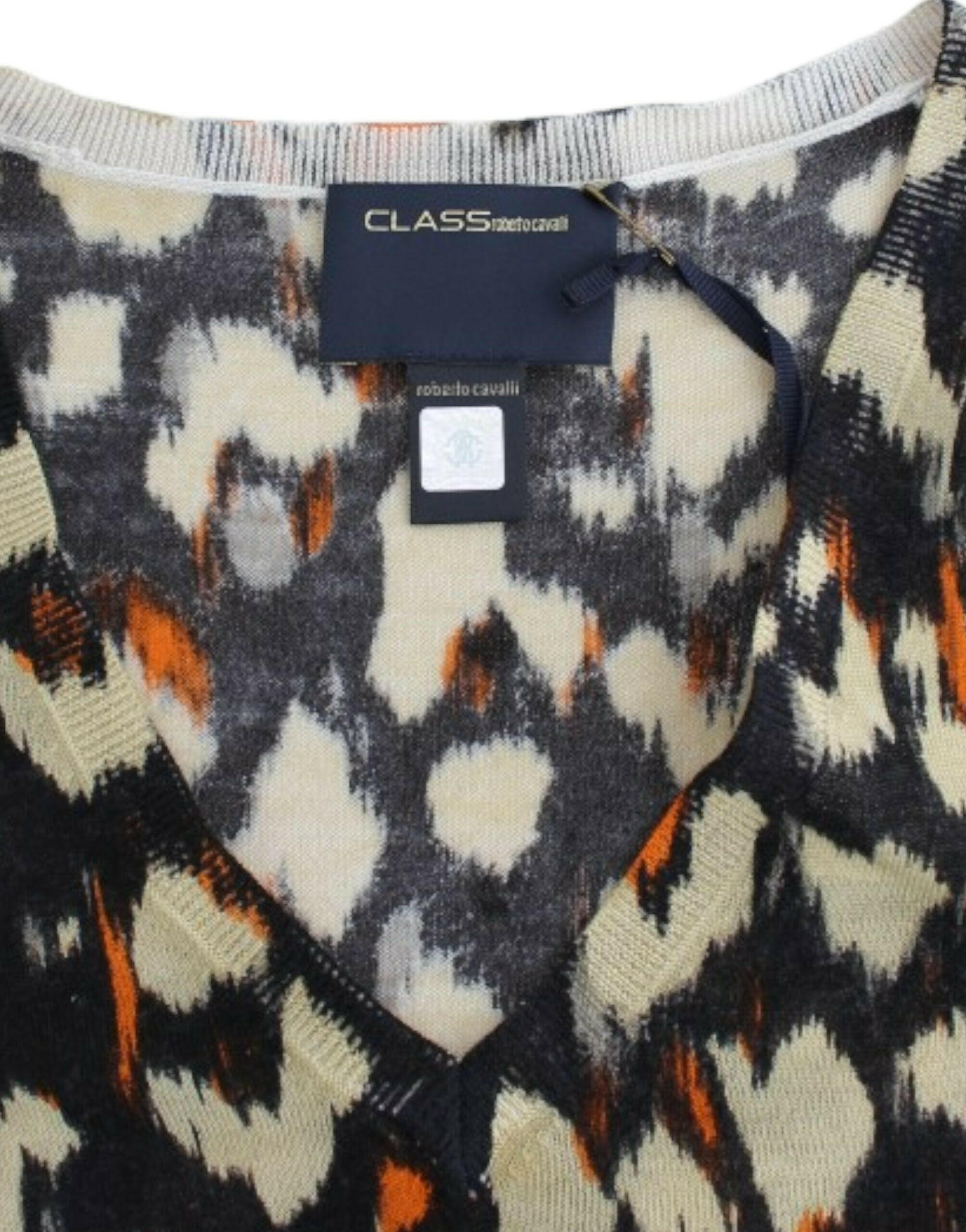 Cavalli Multicolor v-neck wool jumper -   -  Cavalli.