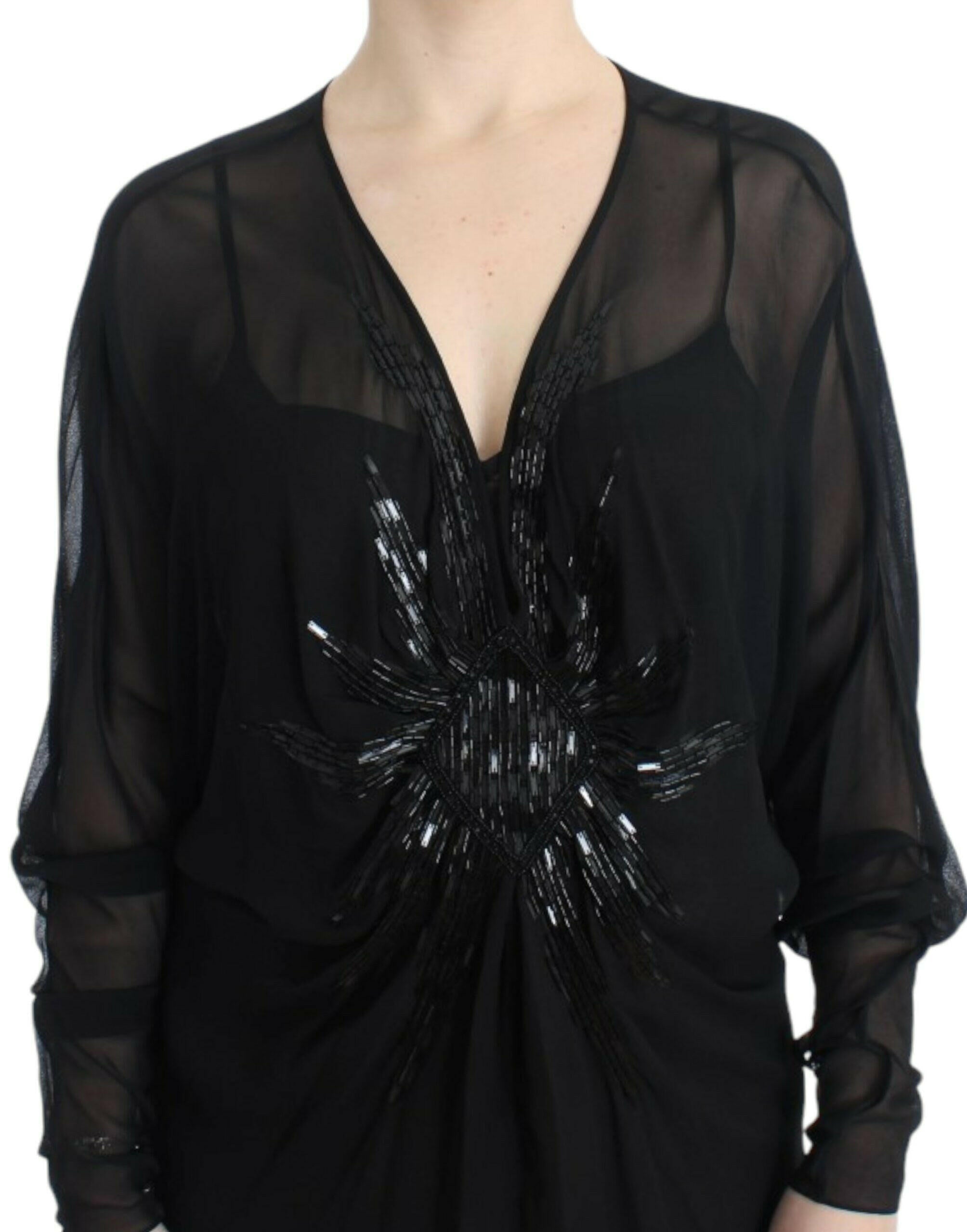 Cavalli Black long sleeve silk dress -   -  Cavalli.
