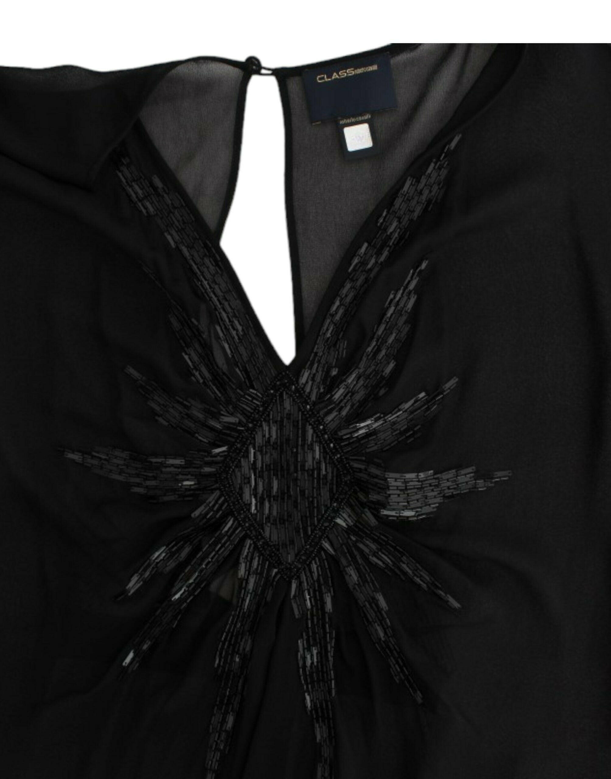 Cavalli Black long sleeve silk dress -   -  Cavalli.