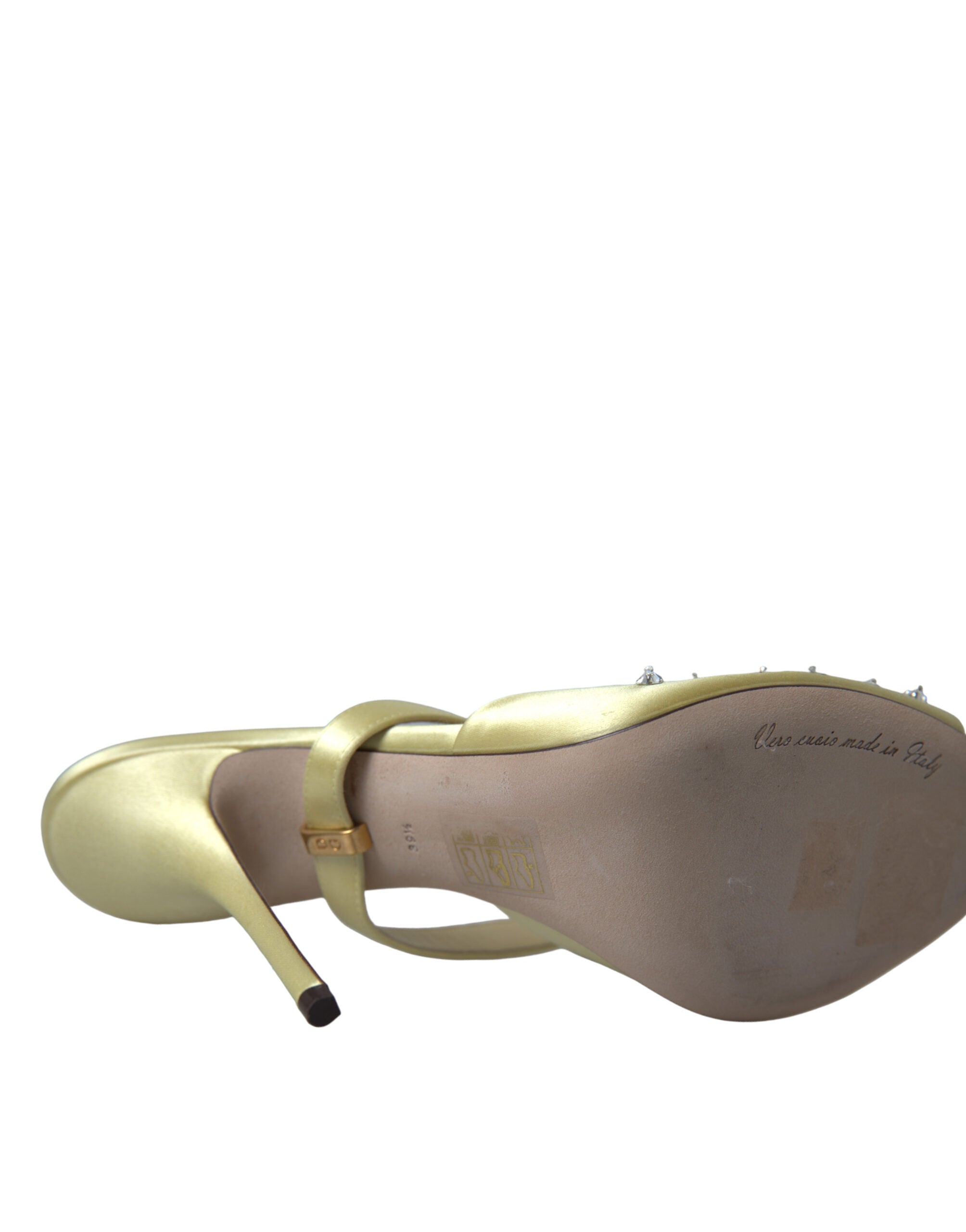 Dolce & Gabbana Yellow Satin Crystal Mary Janes Sandals -   -  Dolce & Gabbana.