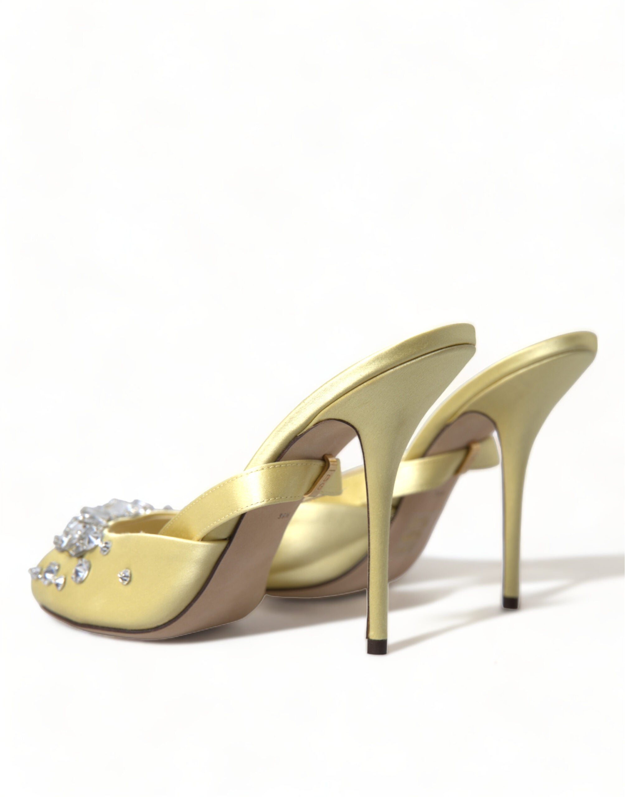 Dolce & Gabbana Yellow Satin Crystal Mary Janes Sandals -   -  Dolce & Gabbana.