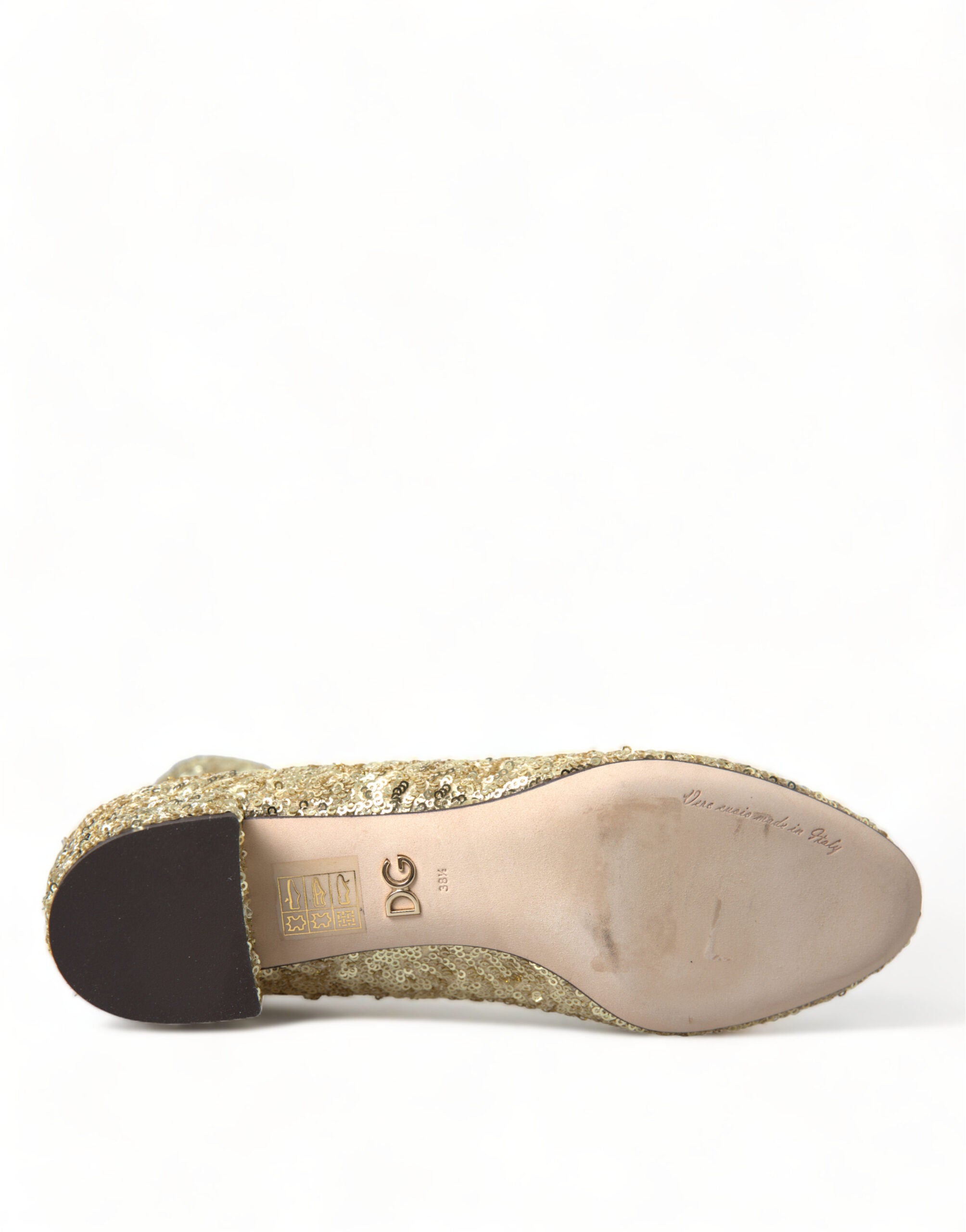 Dolce & Gabbana Gold Sequined Short Boots Stretch Shoes -   -  Dolce & Gabbana.