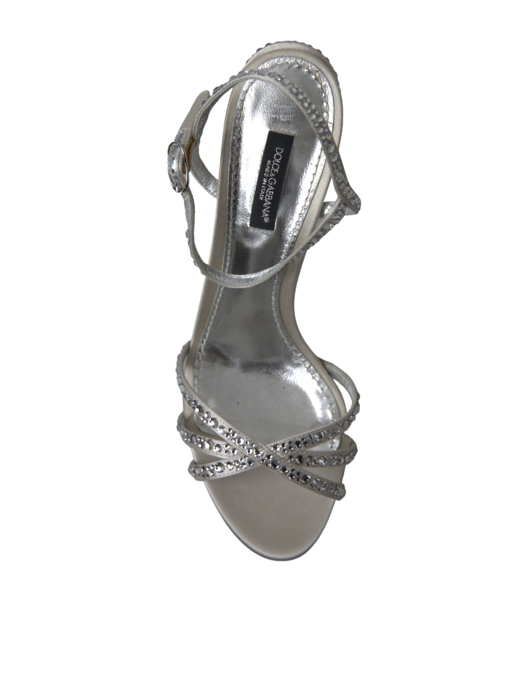 Dolce & Gabbana Silver Crystal Ankle Strap Sandals Shoes -   -  Dolce & Gabbana.