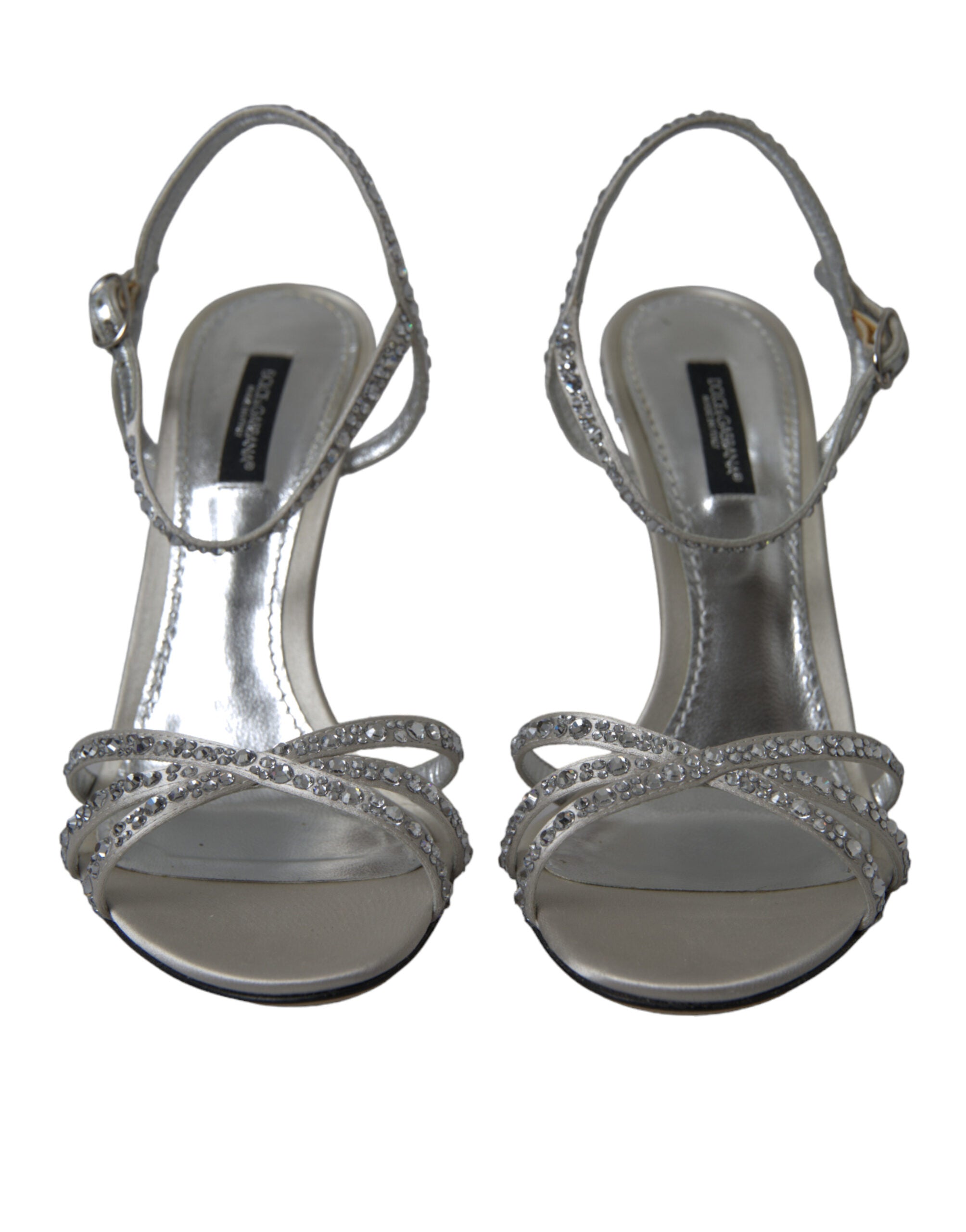 Dolce & Gabbana Silver Crystal Ankle Strap Sandals Shoes -   -  Dolce & Gabbana.
