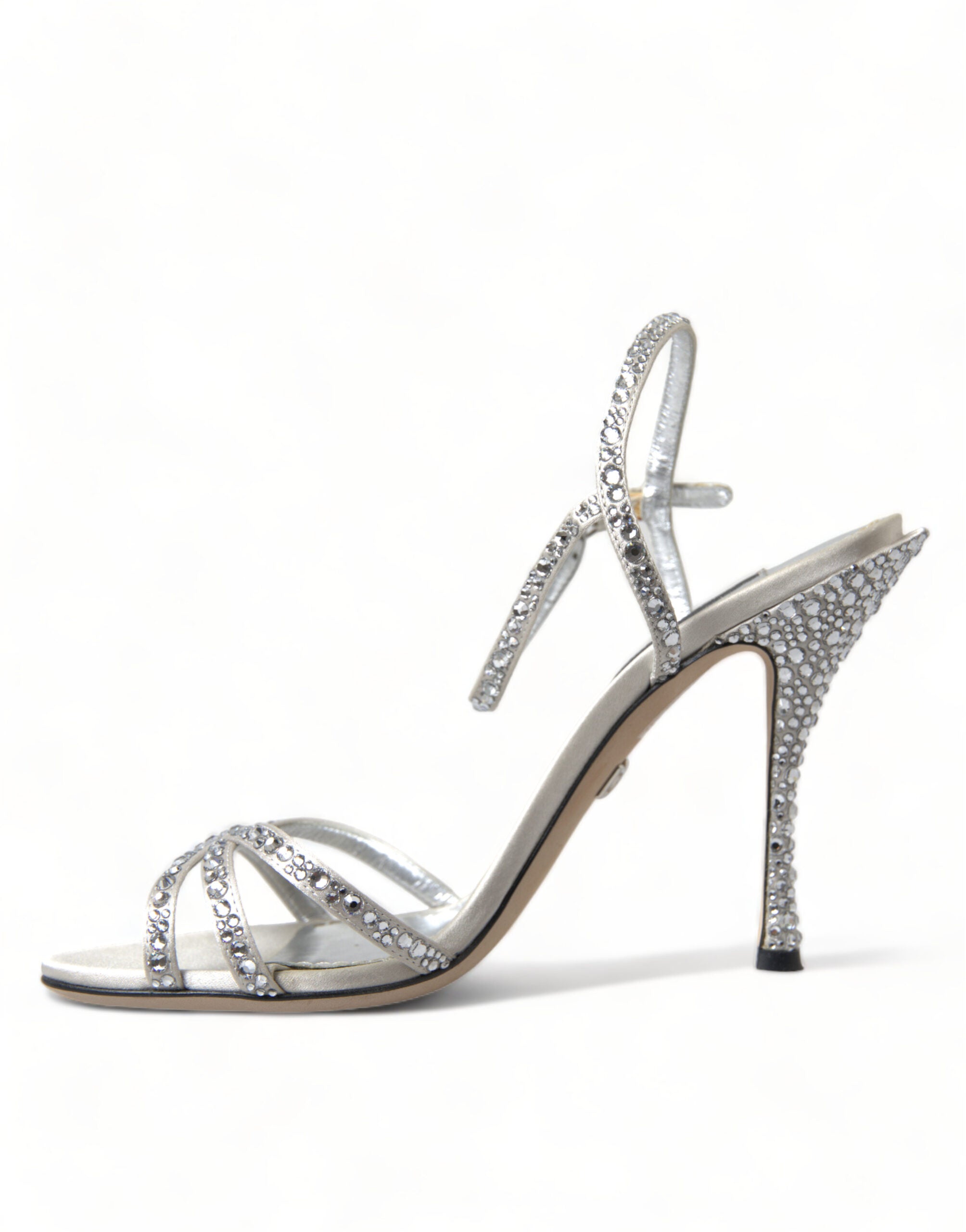Dolce & Gabbana Silver Crystal Ankle Strap Sandals Shoes -   -  Dolce & Gabbana.