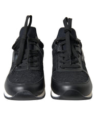 Dolce & Gabbana Black Floral Lace Leather Sneakers Shoes -   -  Dolce & Gabbana.