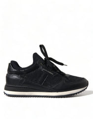 Dolce & Gabbana Black Floral Lace Leather Sneakers Shoes -   -  Dolce & Gabbana.