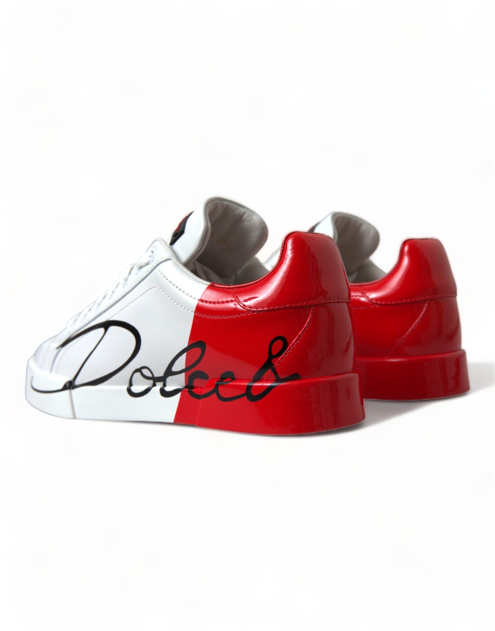 Dolce & Gabbana White Red Lace Up Womens Low Top Sneakers Shoes -   -  Dolce & Gabbana.