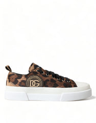 Dolce & Gabbana Brown Leopard Canvas Sneakers Shoes -   -  Dolce & Gabbana.