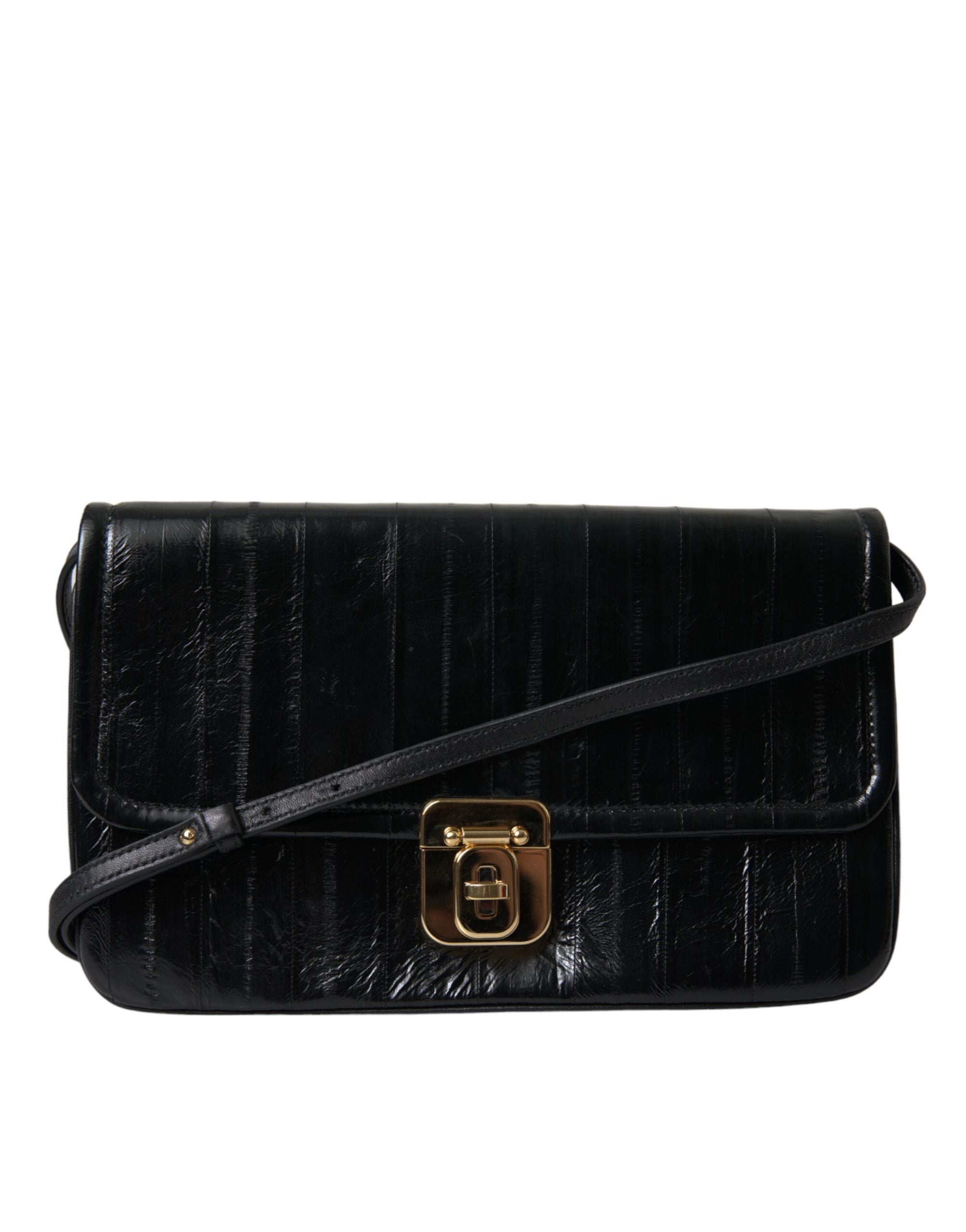 Dolce & Gabbana Black Eelskin Leather Shoulder Document Organizer Bag -  Luxury Shoulder Bag for Women -  Dolce & Gabbana.