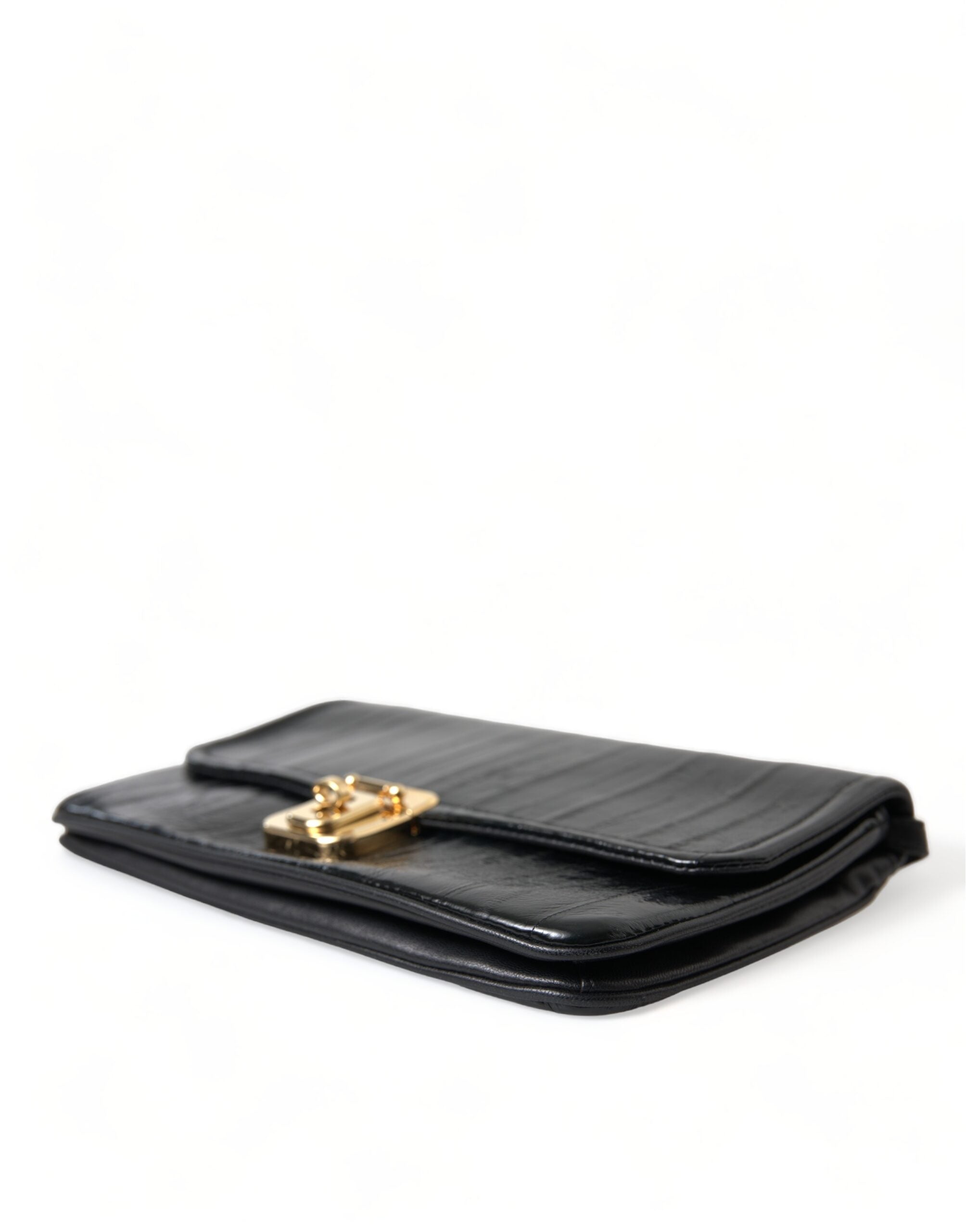 Dolce & Gabbana Black Eelskin Leather Shoulder Document Organizer Bag -  Luxury Shoulder Bag for Women -  Dolce & Gabbana.