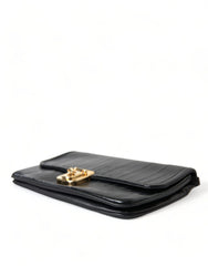 Dolce & Gabbana Black Eelskin Leather Shoulder Document Organizer Bag -  Luxury Shoulder Bag for Women -  Dolce & Gabbana.