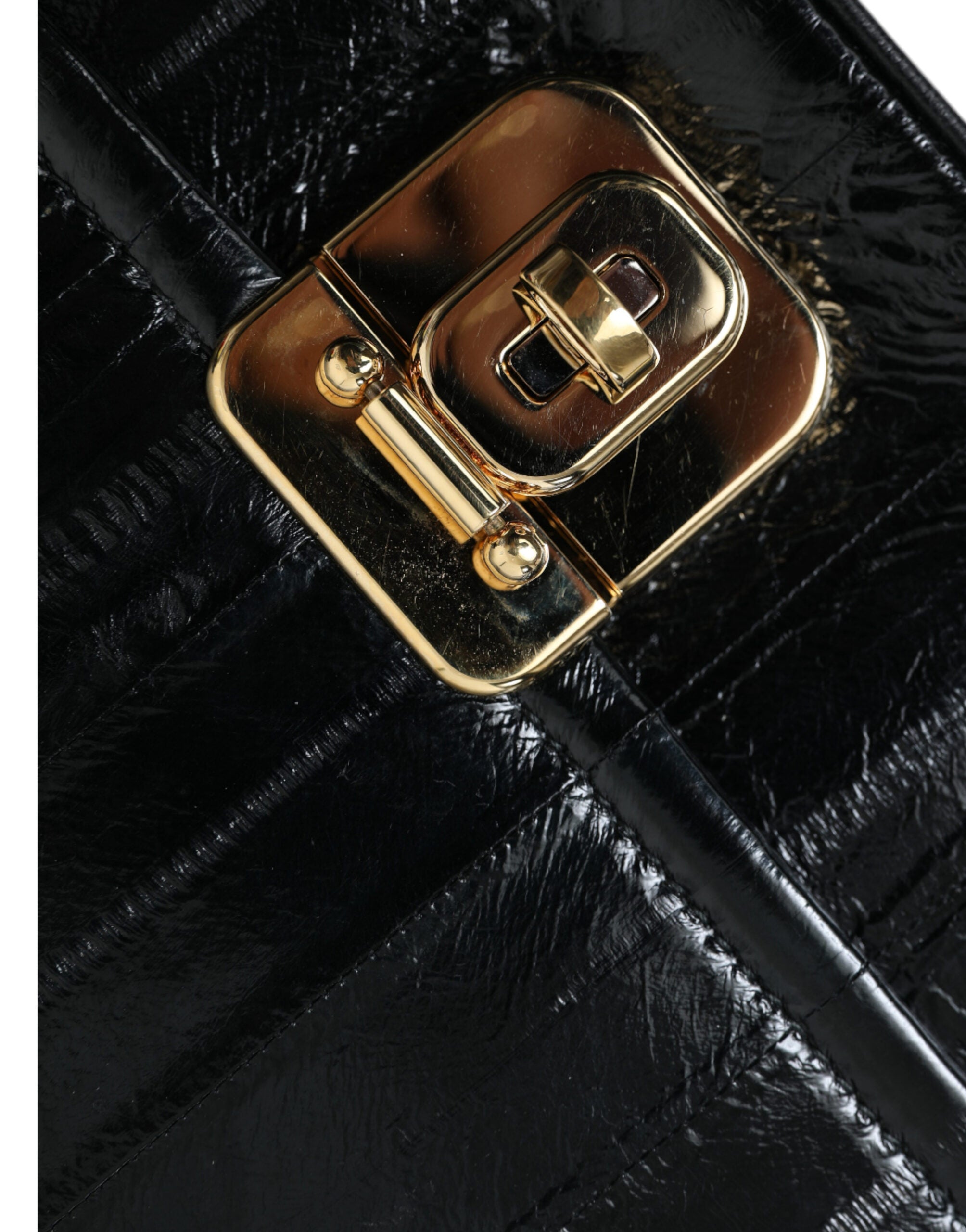 Dolce & Gabbana Black Eelskin Leather Shoulder Document Organizer Bag -  Luxury Shoulder Bag for Women -  Dolce & Gabbana.