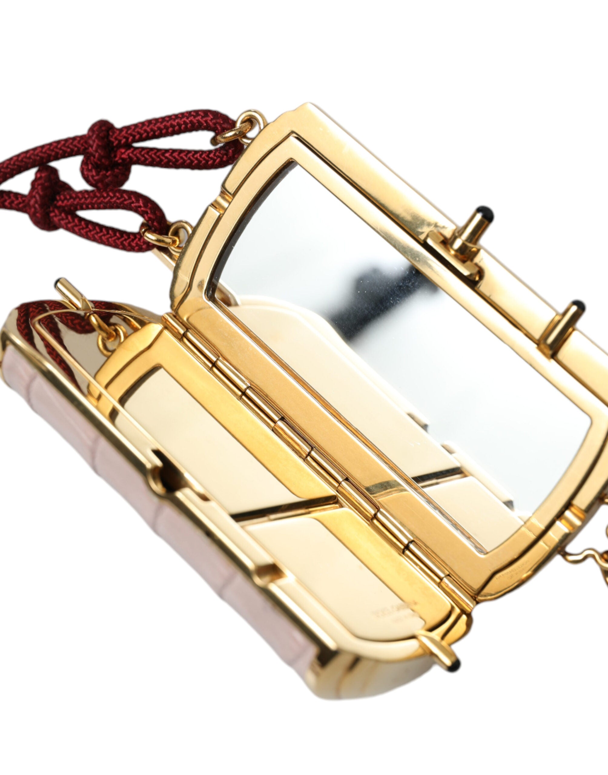 Dolce & Gabbana Pink Exotic Leather Mini Mirror Tassel Makeup Bag -   -  Dolce & Gabbana.
