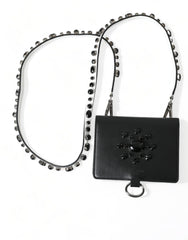 Dolce & Gabbana Black Leather Crystal Embellished Card Holder Wallet -   -  Dolce & Gabbana.
