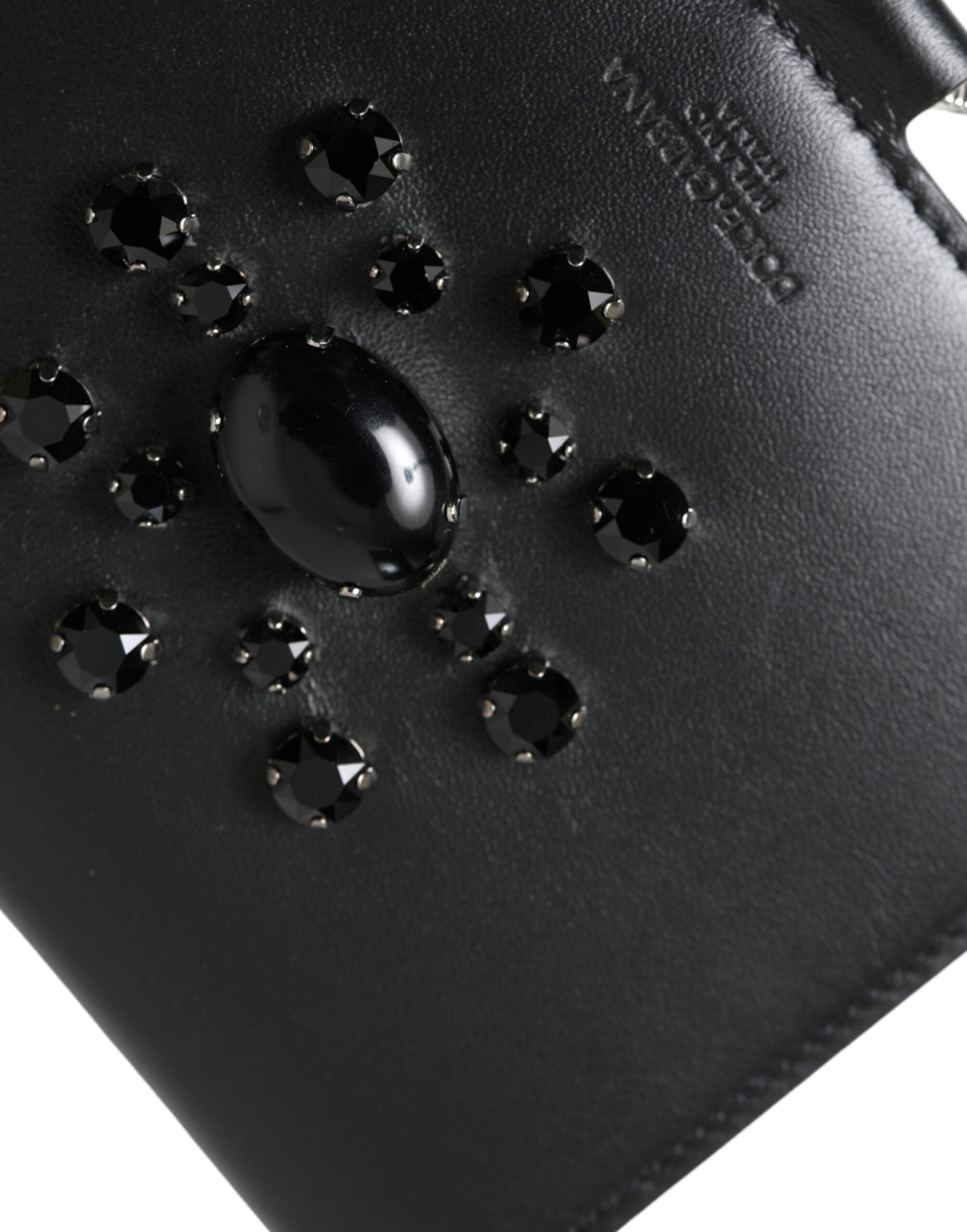 Dolce & Gabbana Black Leather Crystal Embellished Card Holder Wallet -   -  Dolce & Gabbana.