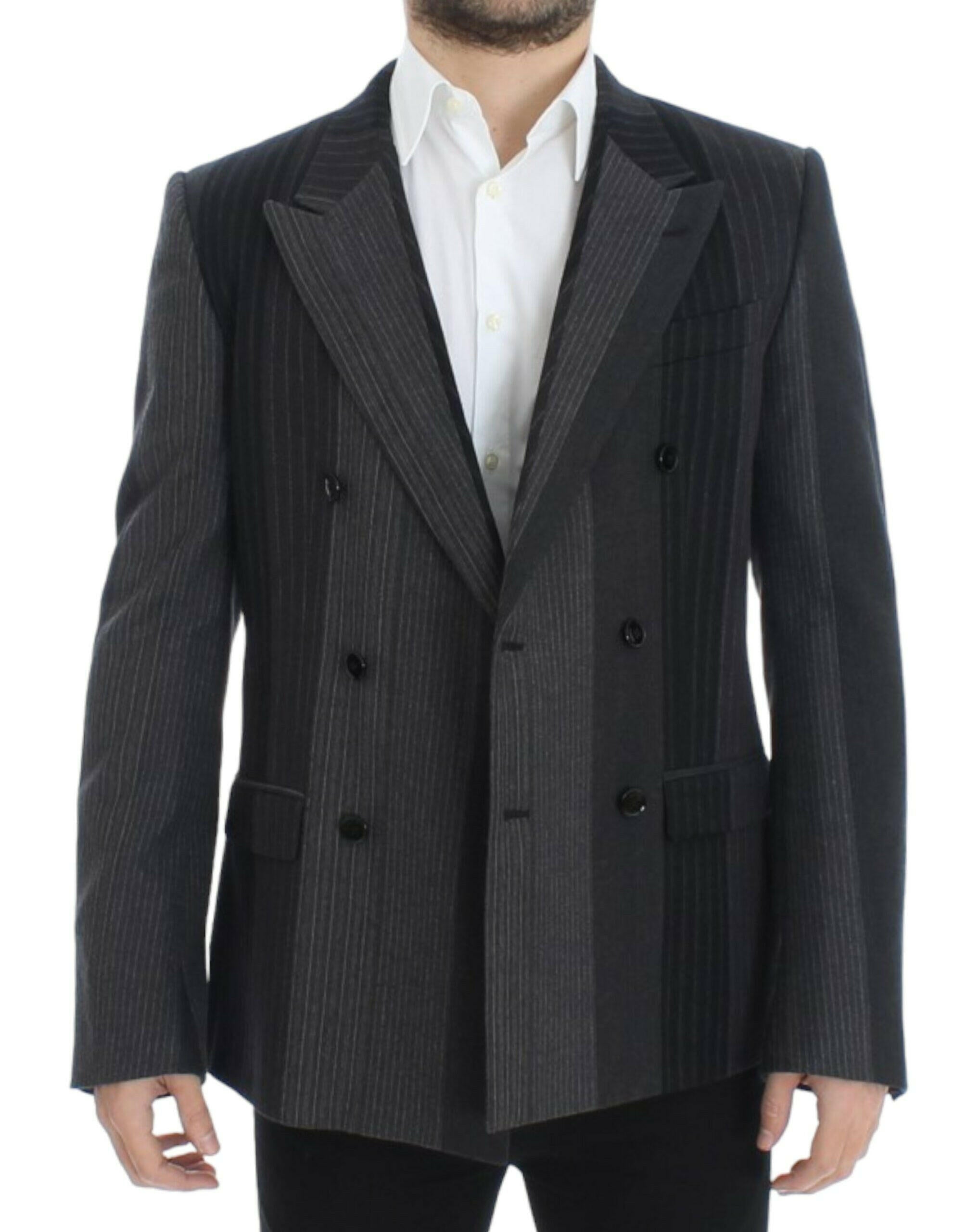 Dolce & Gabbana Gray striped wool stretch blazer -   -  Dolce & Gabbana.