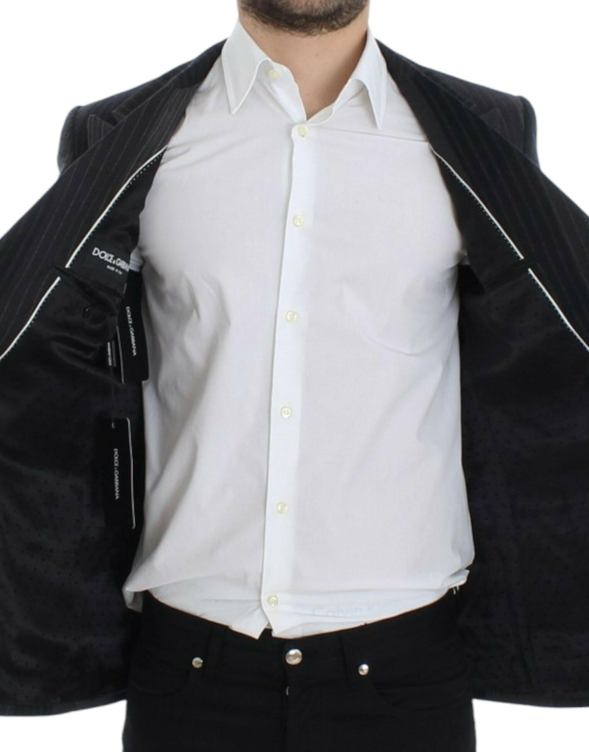 Dolce & Gabbana Gray striped wool stretch blazer -   -  Dolce & Gabbana.
