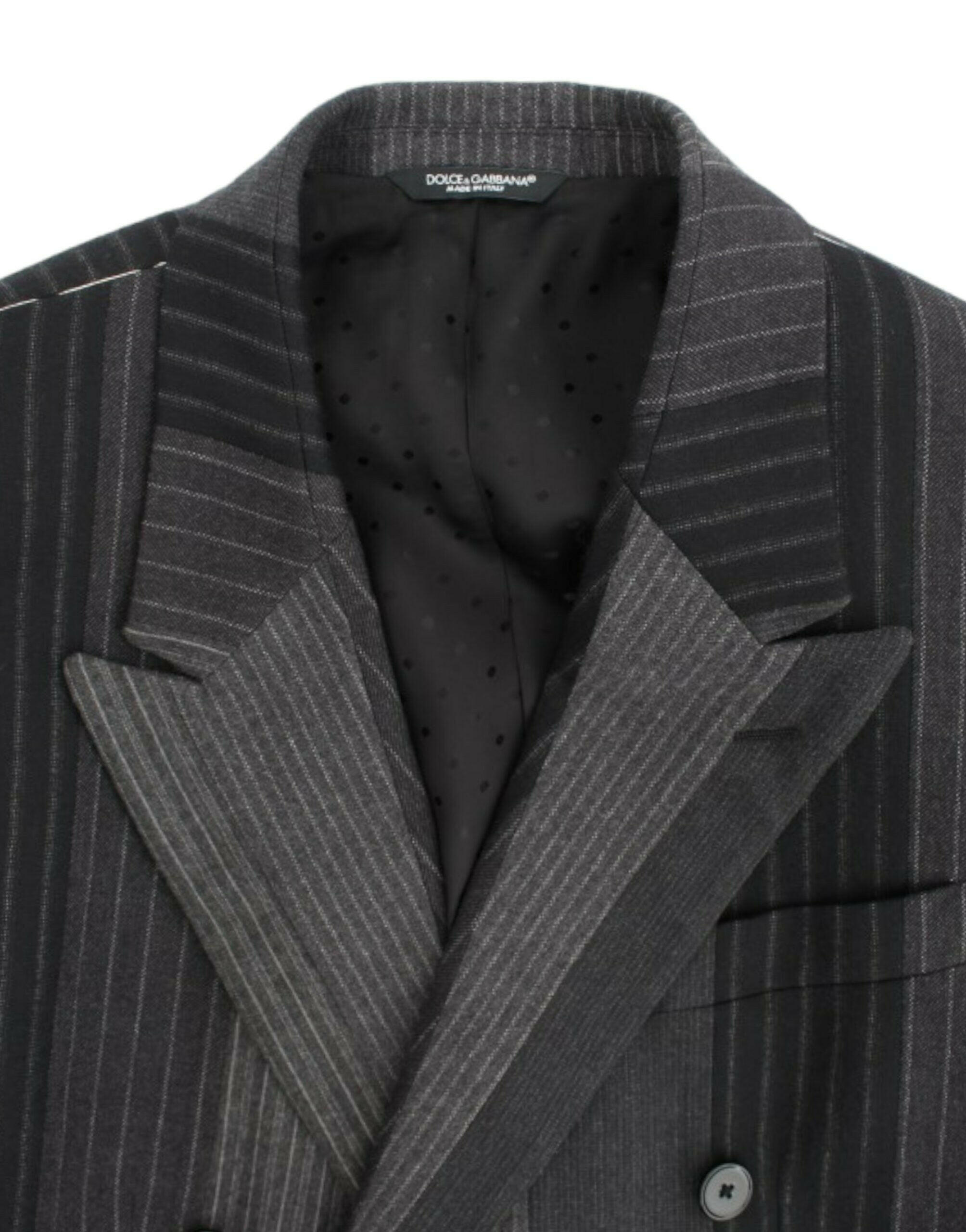 Dolce & Gabbana Gray striped wool stretch blazer -   -  Dolce & Gabbana.