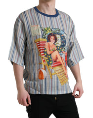 Dolce & Gabbana Multicolor Agosto Print Linen T-shirt -   -  Dolce & Gabbana.