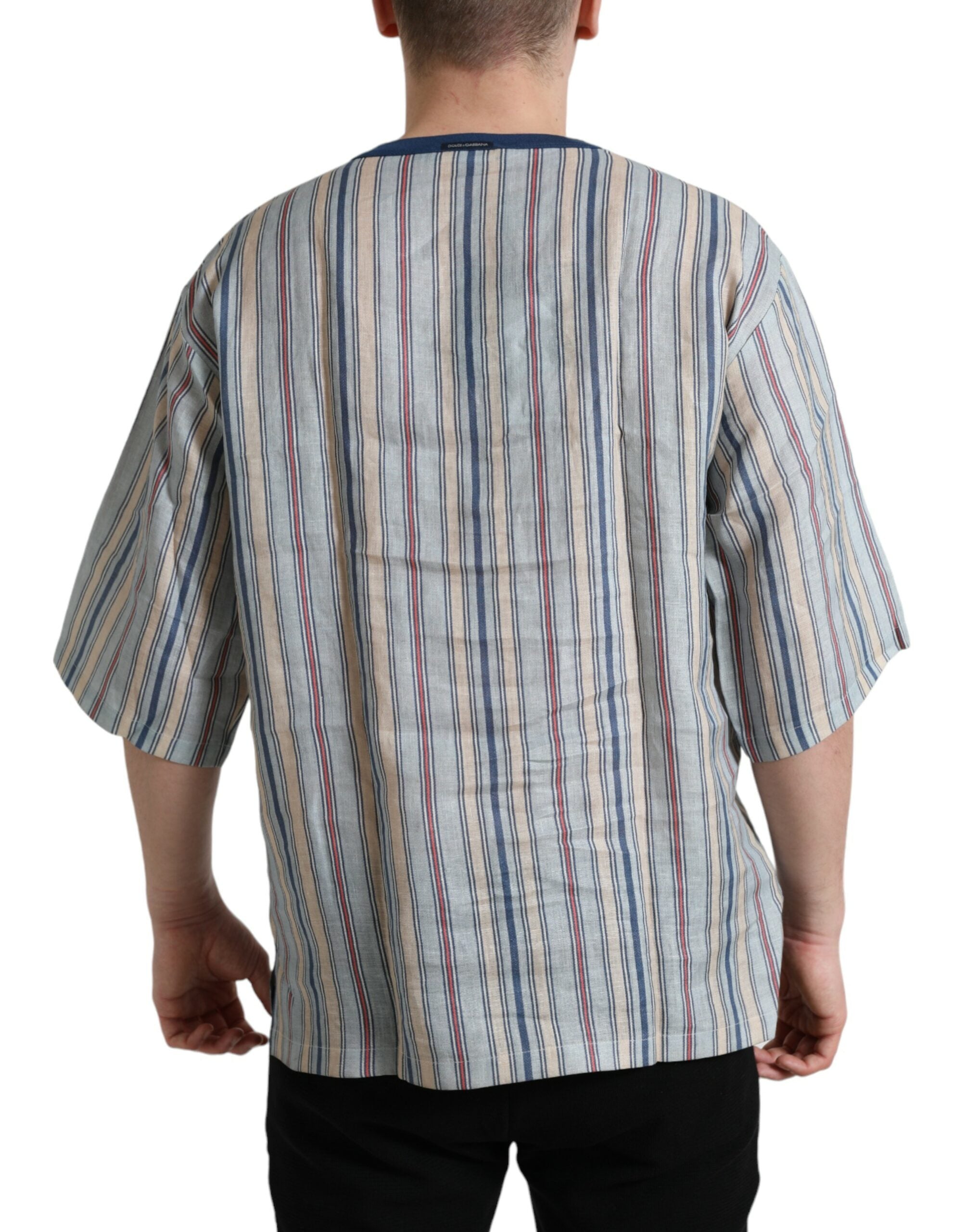 Dolce & Gabbana Multicolor Agosto Print Linen T-shirt -   -  Dolce & Gabbana.