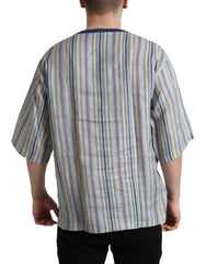 Dolce & Gabbana Multicolor Agosto Print Linen T-shirt -   -  Dolce & Gabbana.